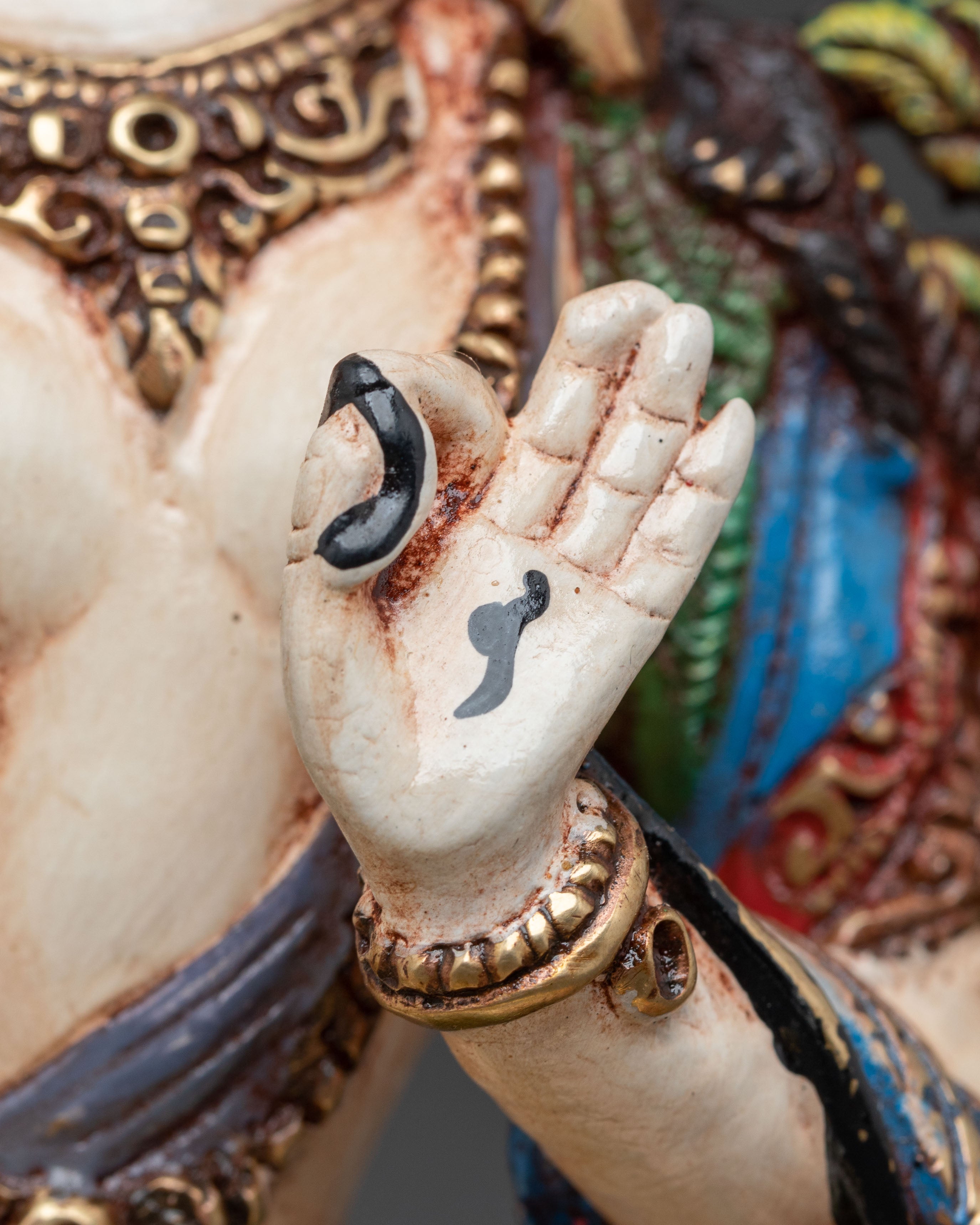 White Tara Sacred Sculpture: Seven-Eyed Goddess