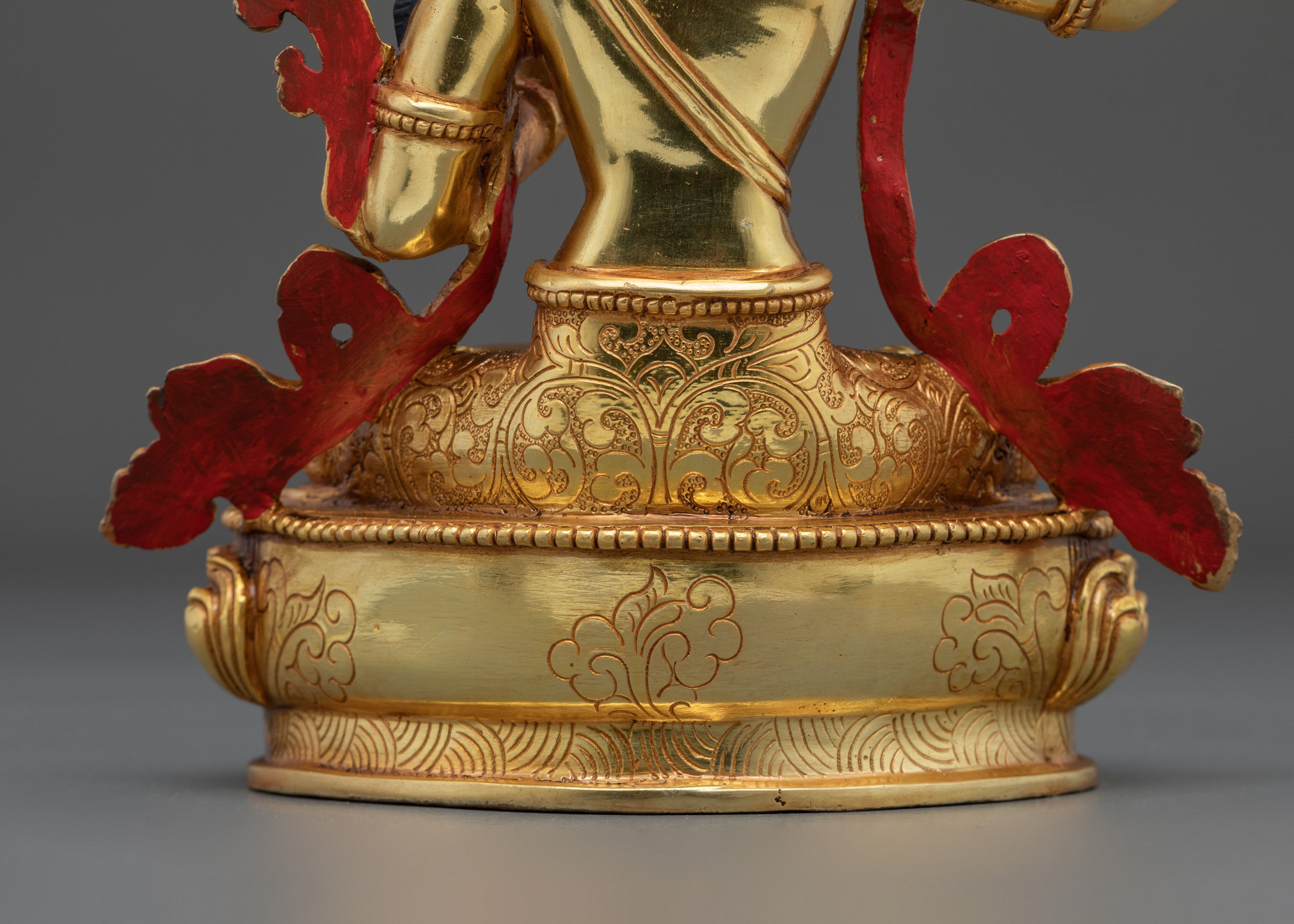 Manjushri Wielder of Wisdom Sword Statue in 24K Gold