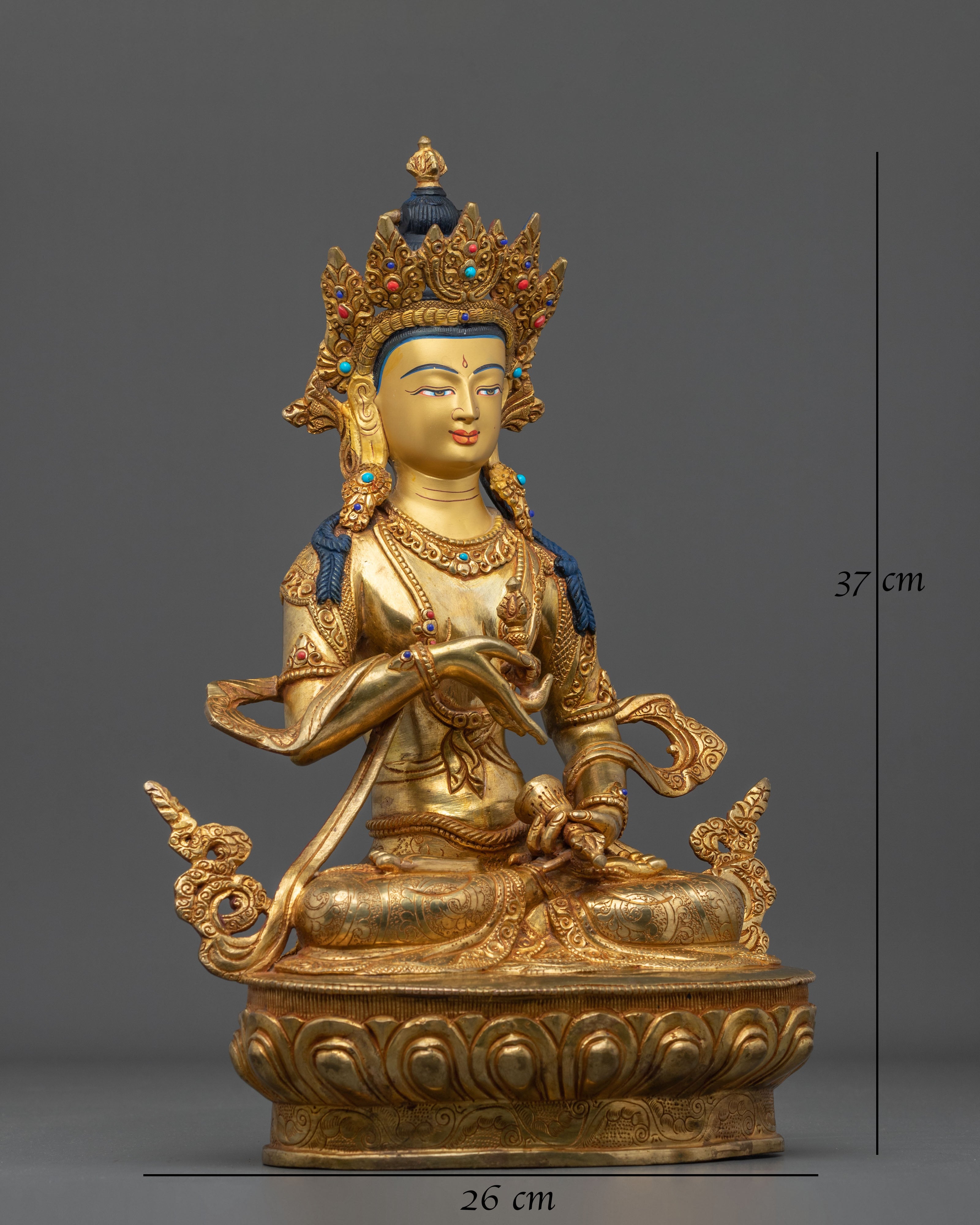 Vajrasattva Golden Statue Adorned with Gemstones