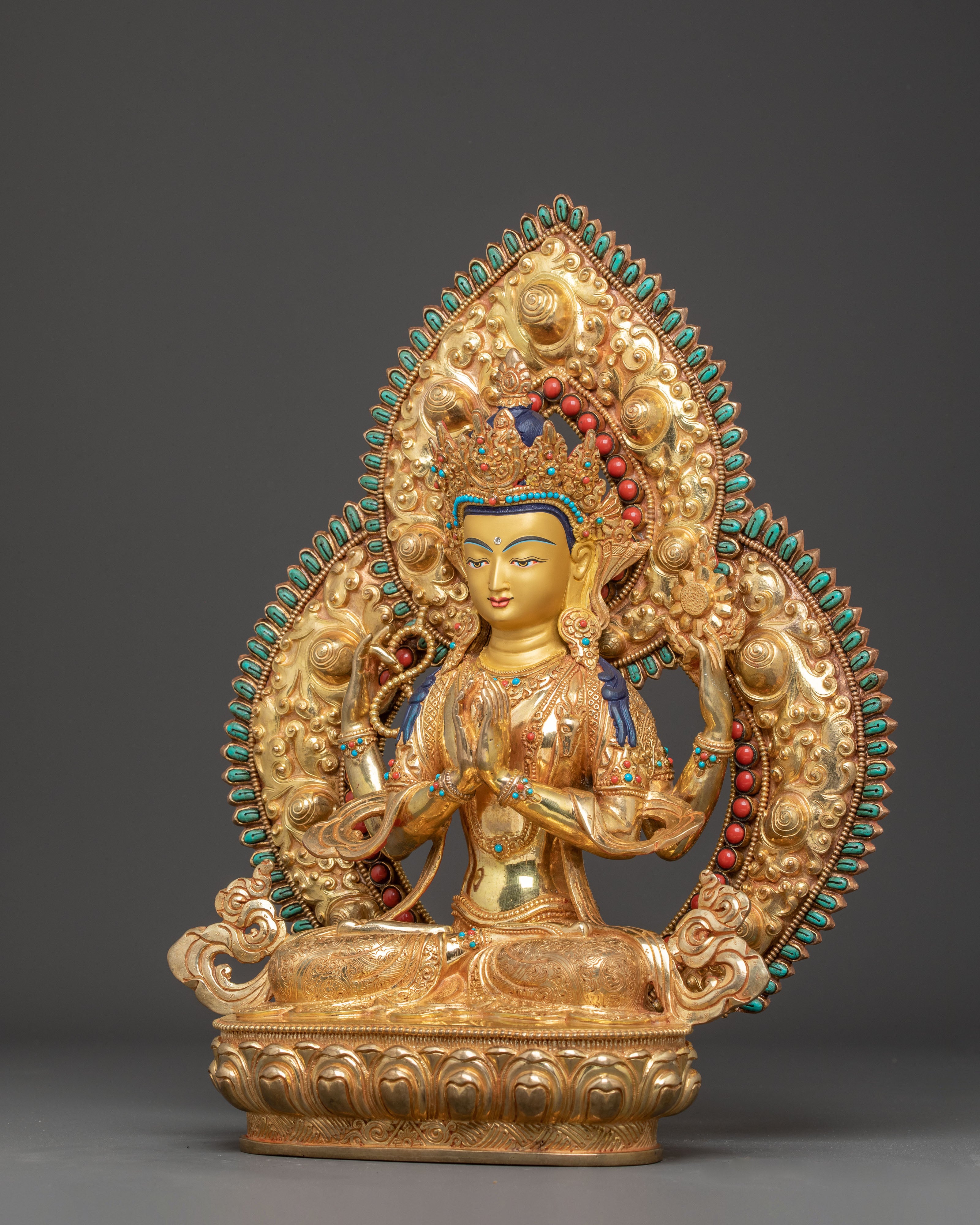 Golden Chenrezig Statue of Compassion | Bodhisattva of Compassion