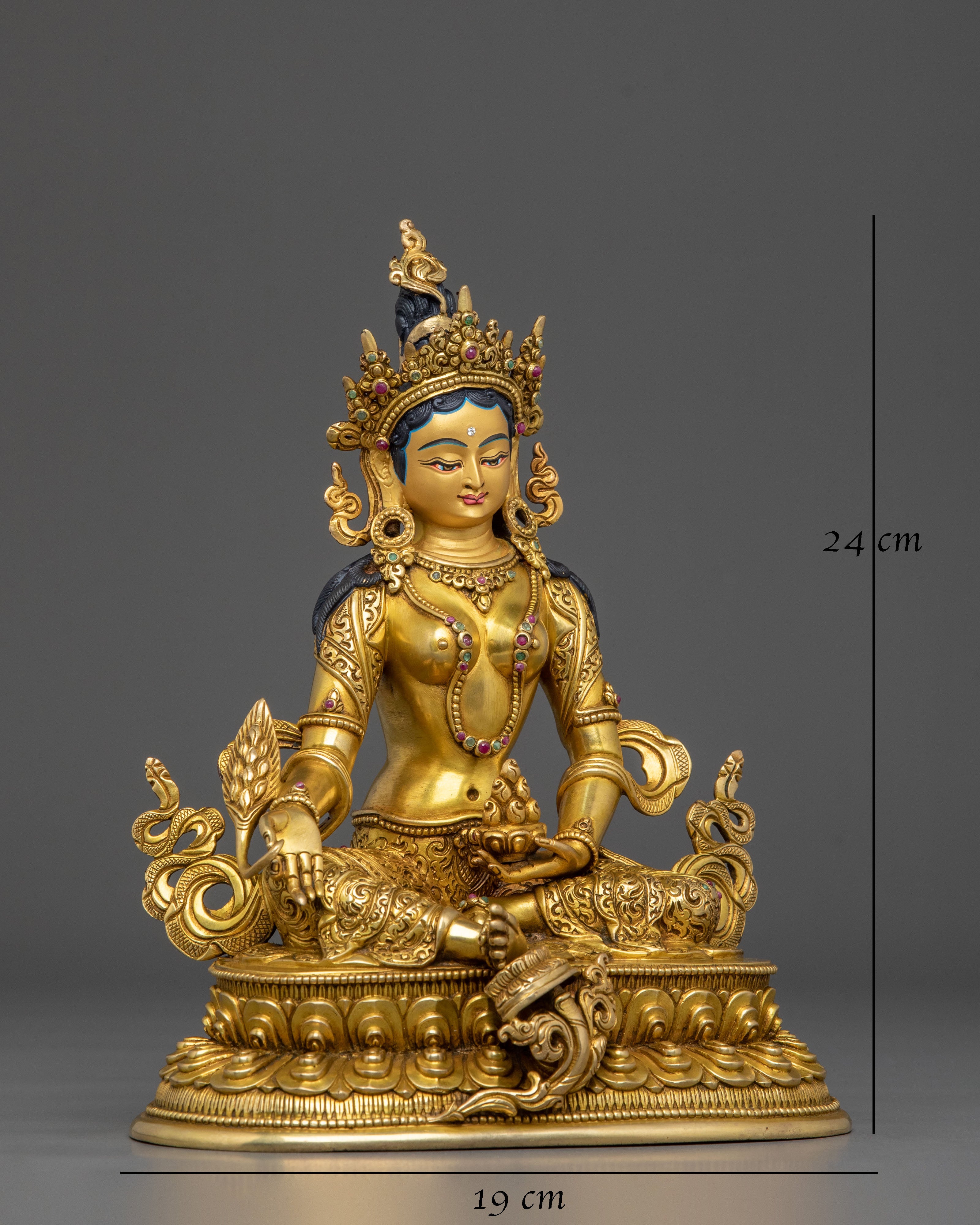 Hand Carved Kshitigarbha Statue |  Meditation Altar Decoration