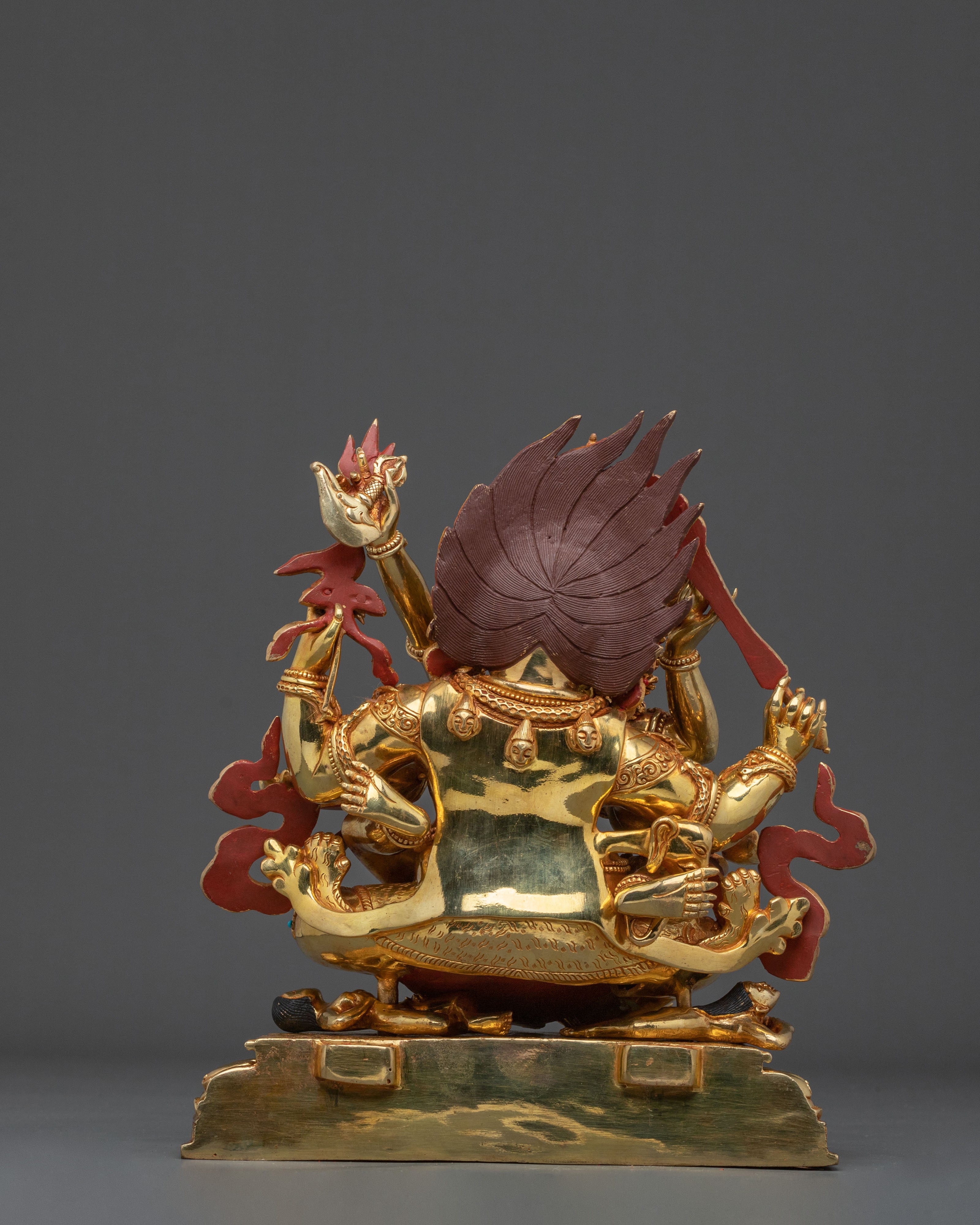 Chaturbhuja Mahakala With Consort Statue: Protector of Dharma