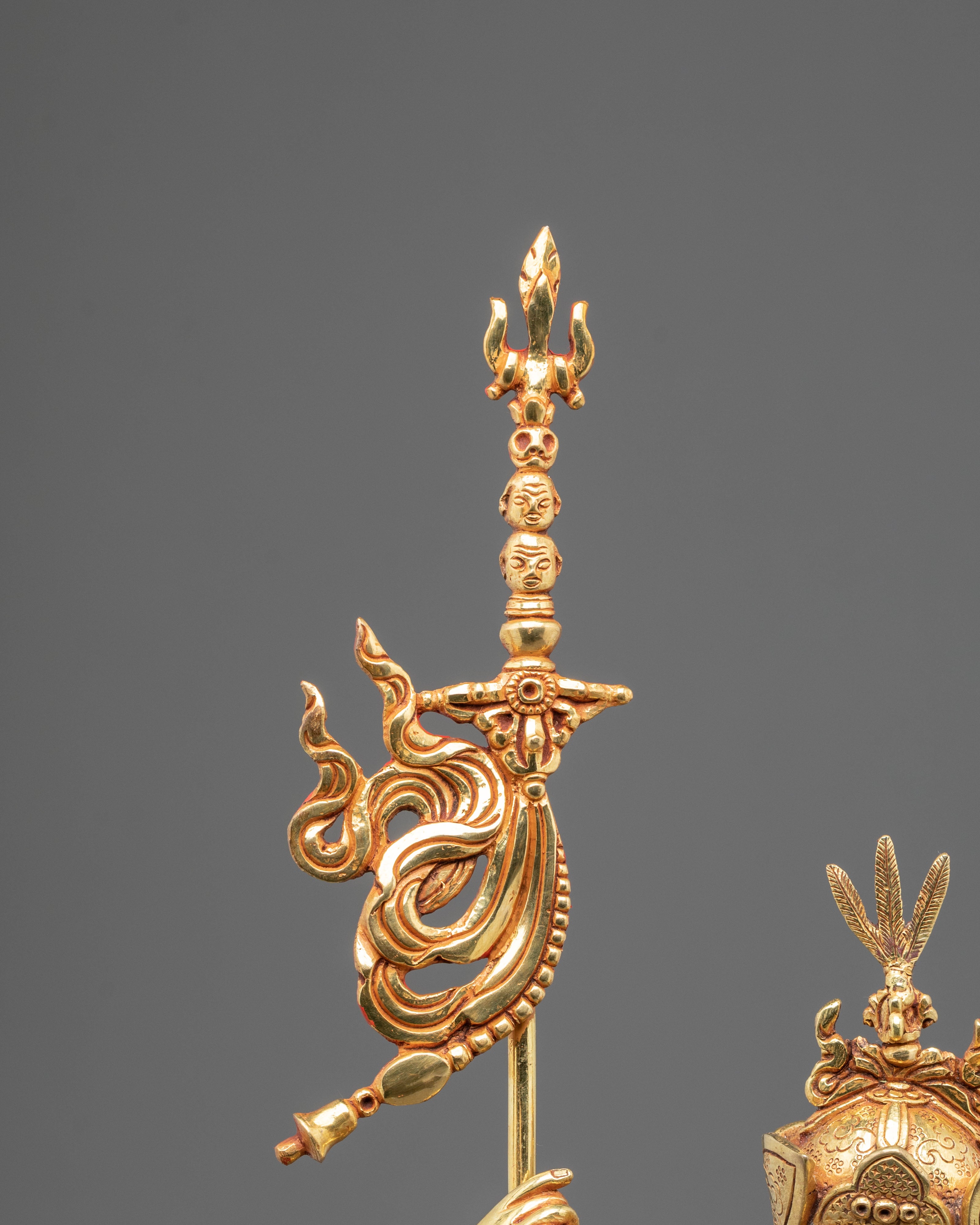 Dancing Guru Rinpoche Statue | 24K Gold Gilded Artistry