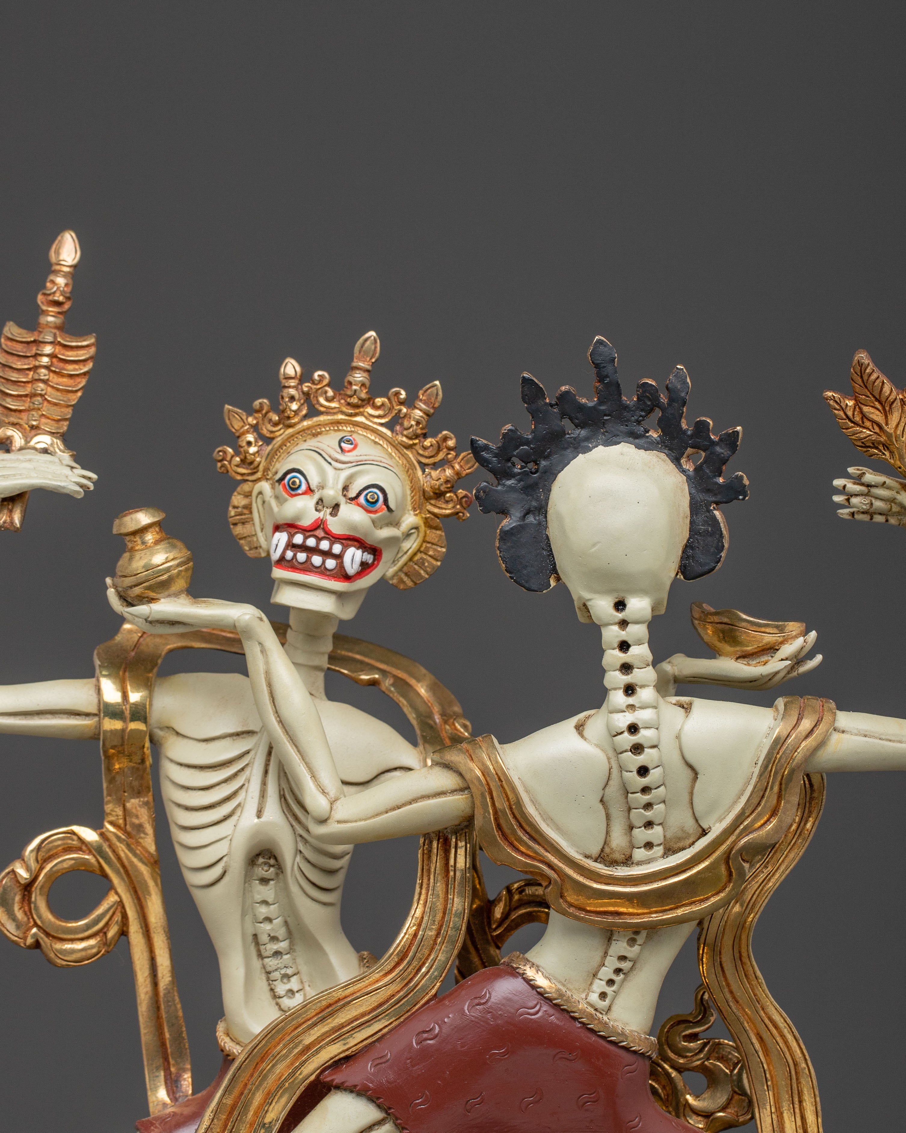 Copper Chitipati Statue - Hand-Gilded Masterpiece