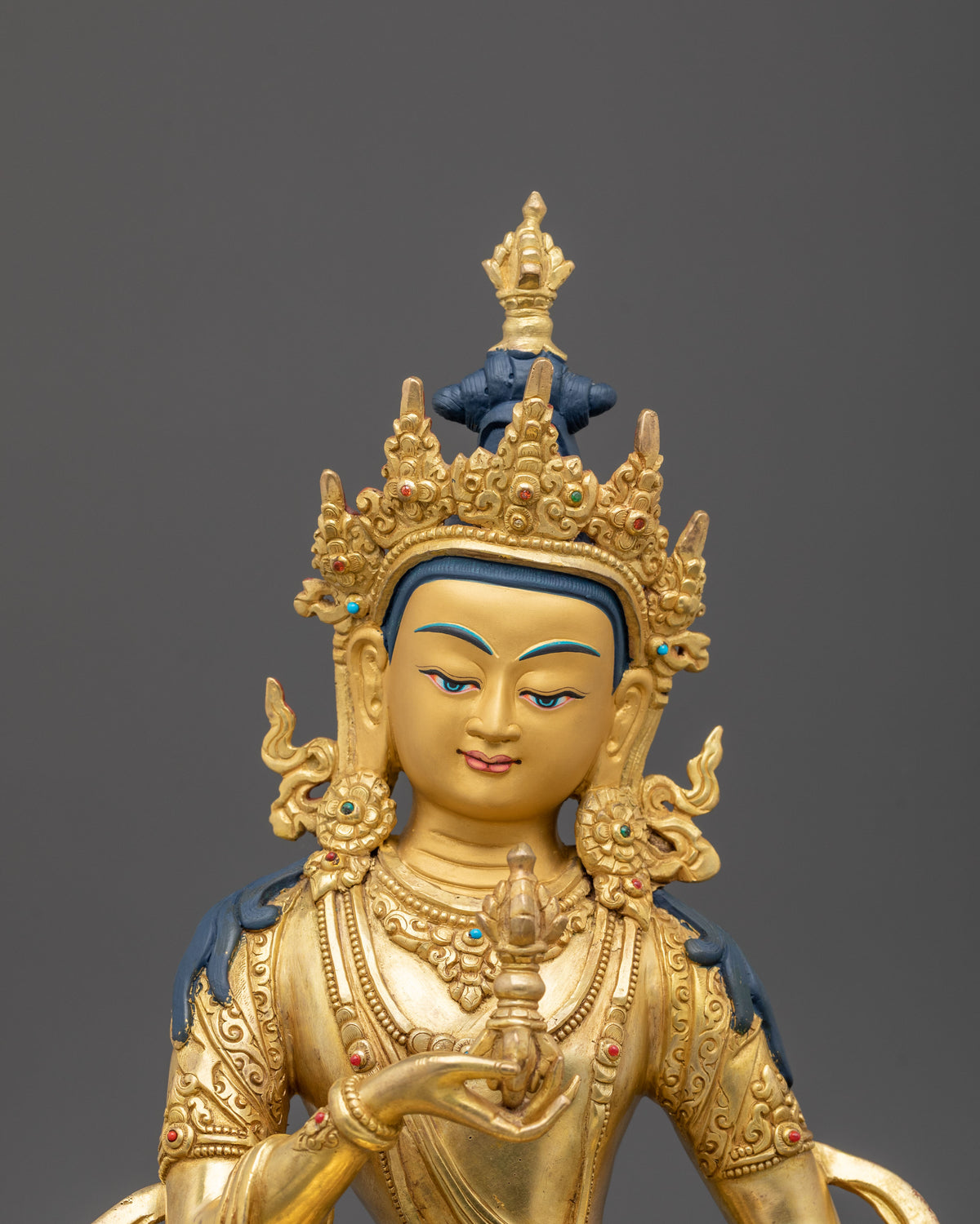 Vajrasattva Fire Gold Gilded Statue | Tibetan Deity Figurine
