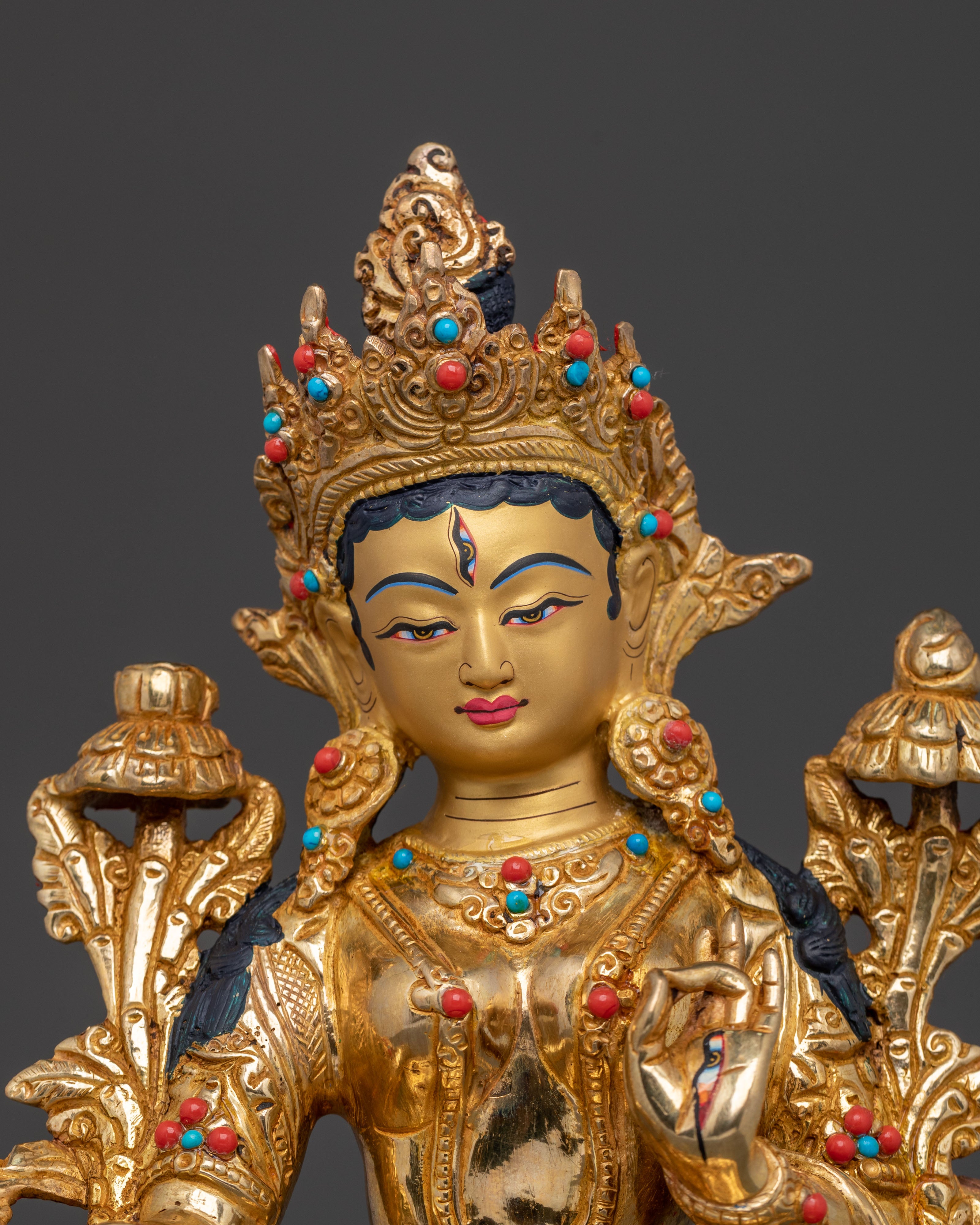 White Tara Statue | Handcrafted Golden Serenity