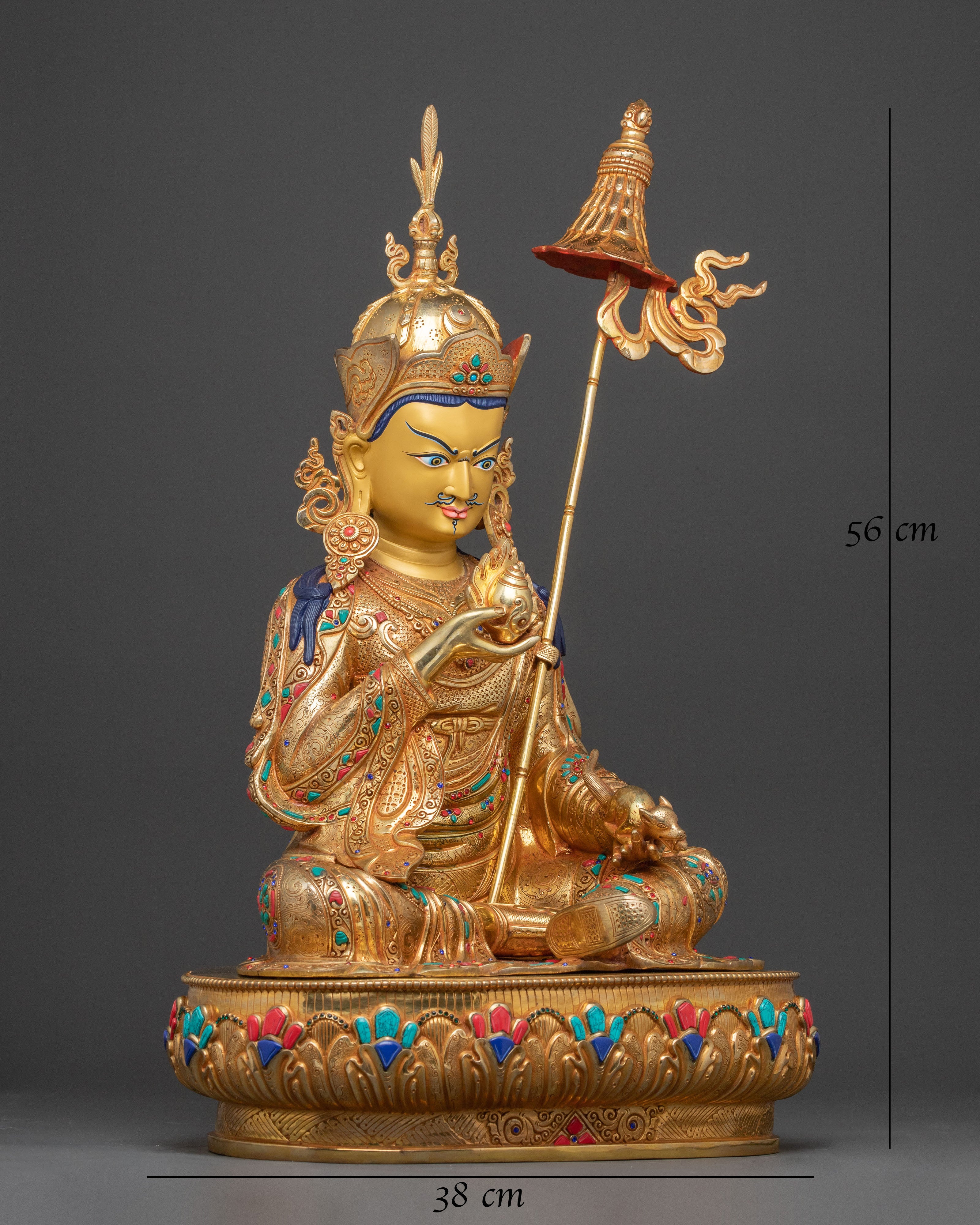 Sacred Guru Norla Tibetan Statue – 24K Gilded Masterpiece