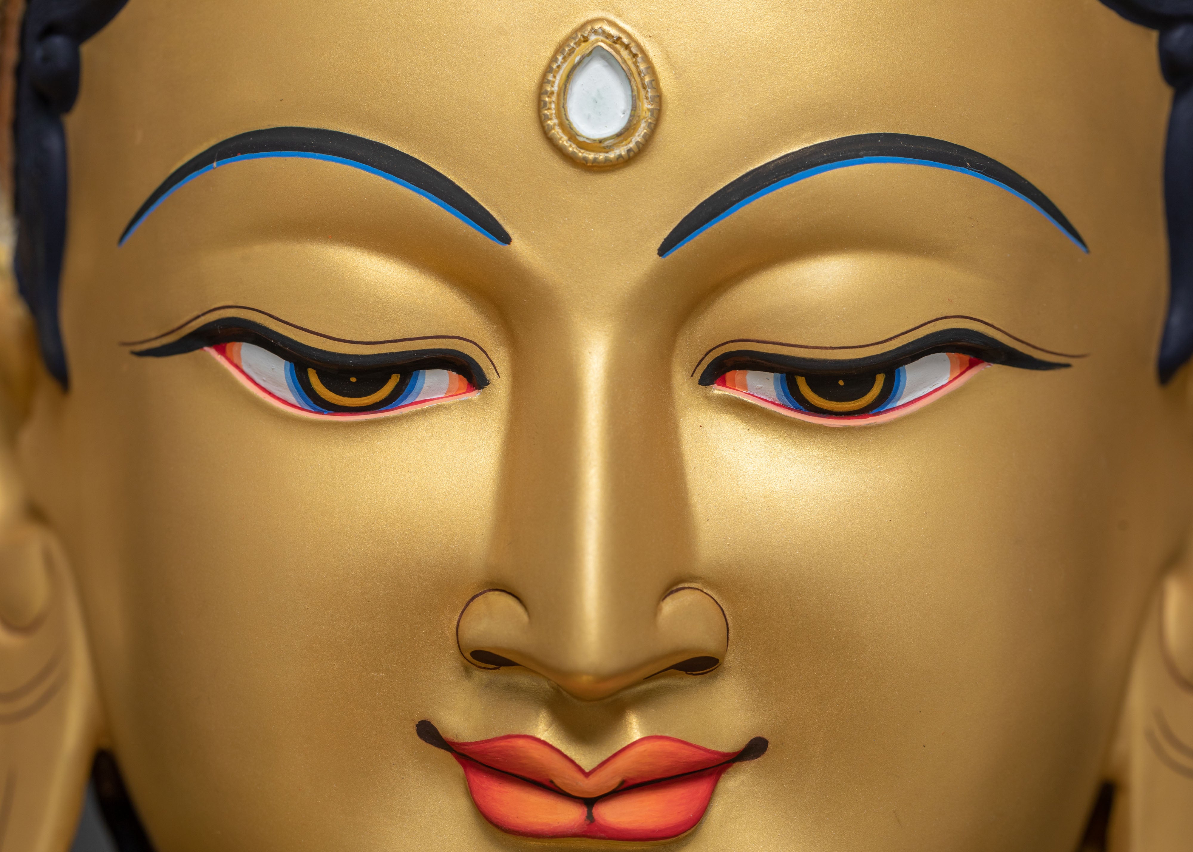 Life-Size Green Tara Statue | 24K Gold Glided Buddhist Sculpture