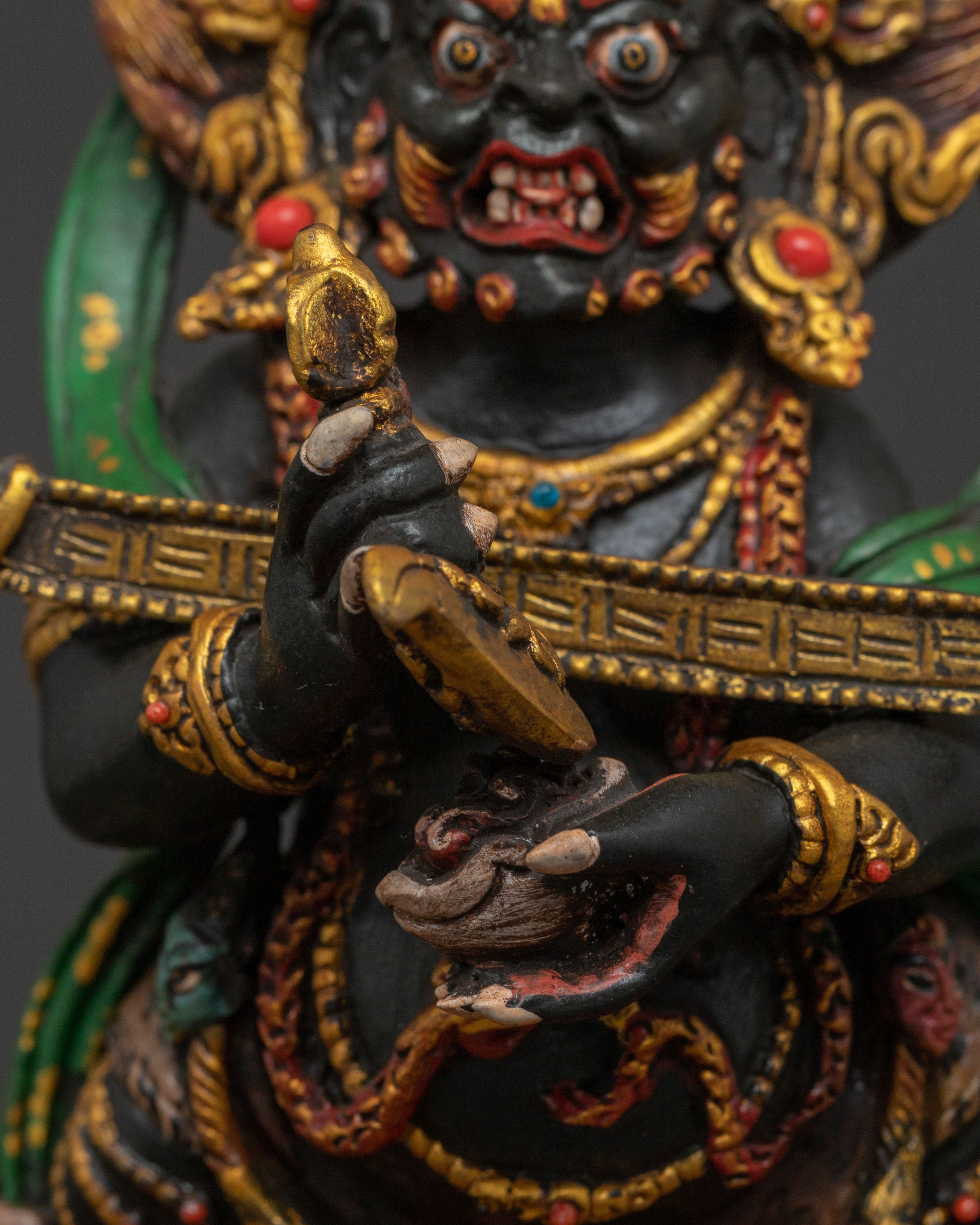 Sakya Mahakala Protection Statue – Hand-Gilded Copper Art