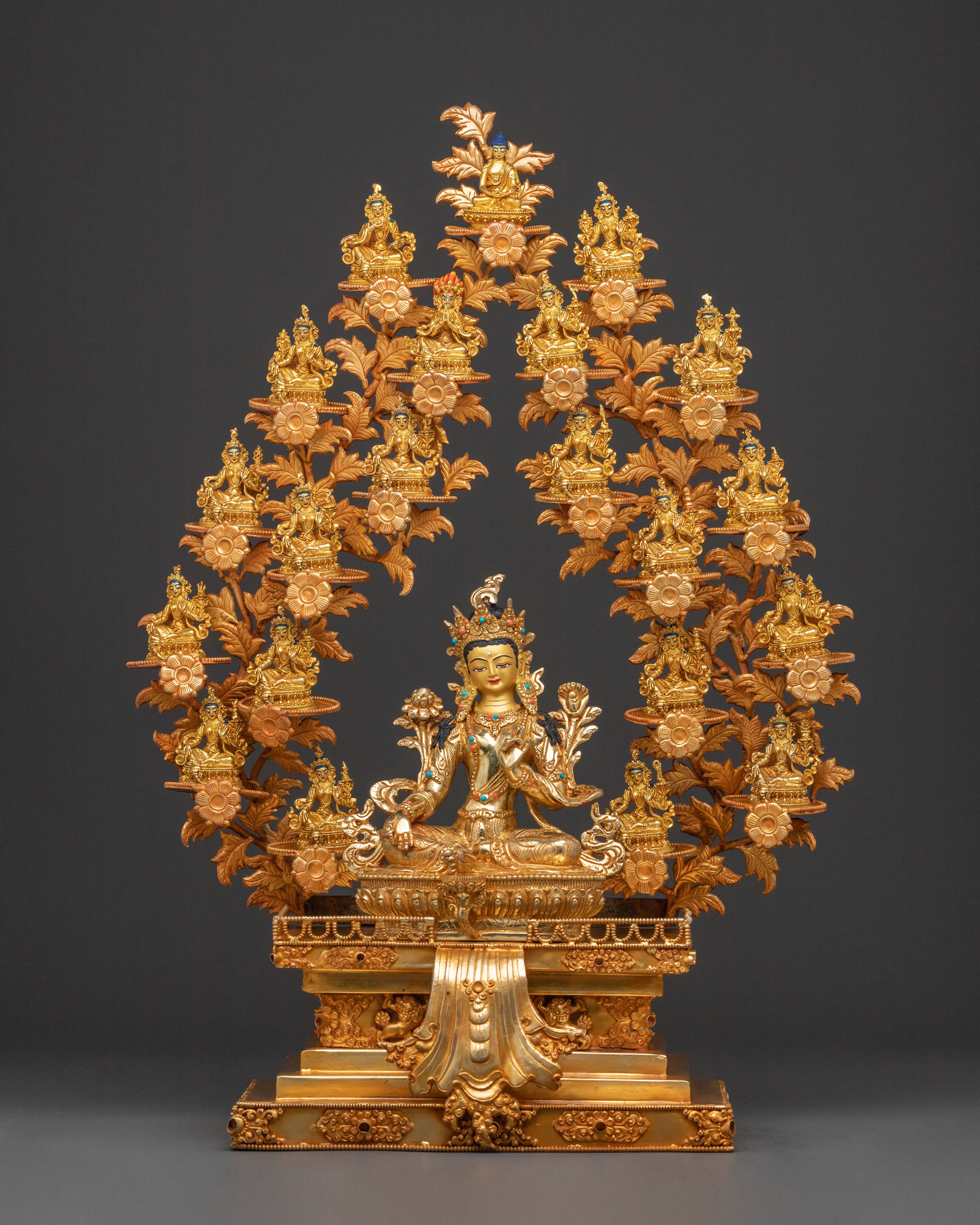 A Radiant 21 Tara Divine Statue Set