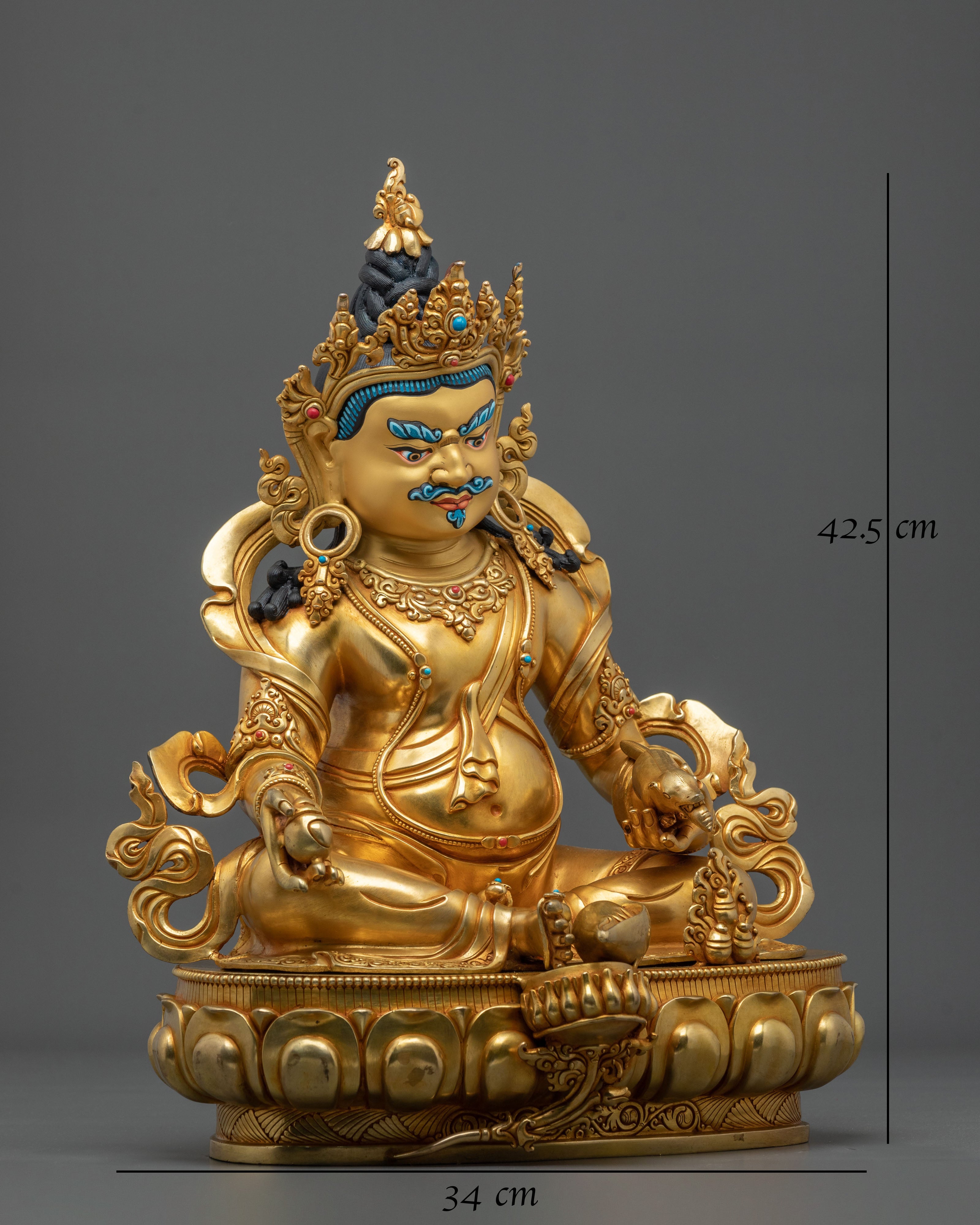 Dzambhala Prosperity Guardian Statue | 24K Gold Gilded Copper Statue
