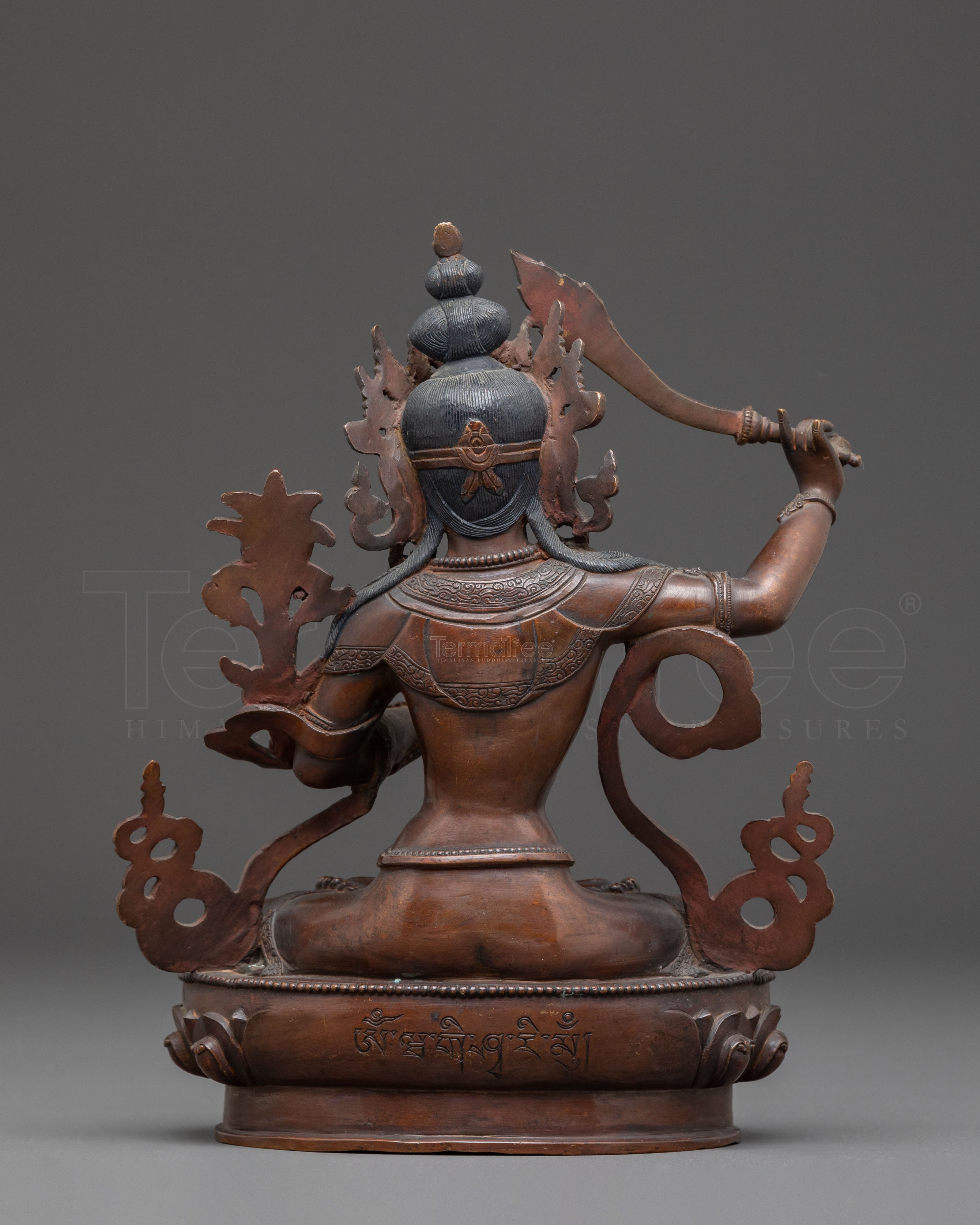 Handcrafted Manjushri Statue of Wisdom | Antique Copper Finish
