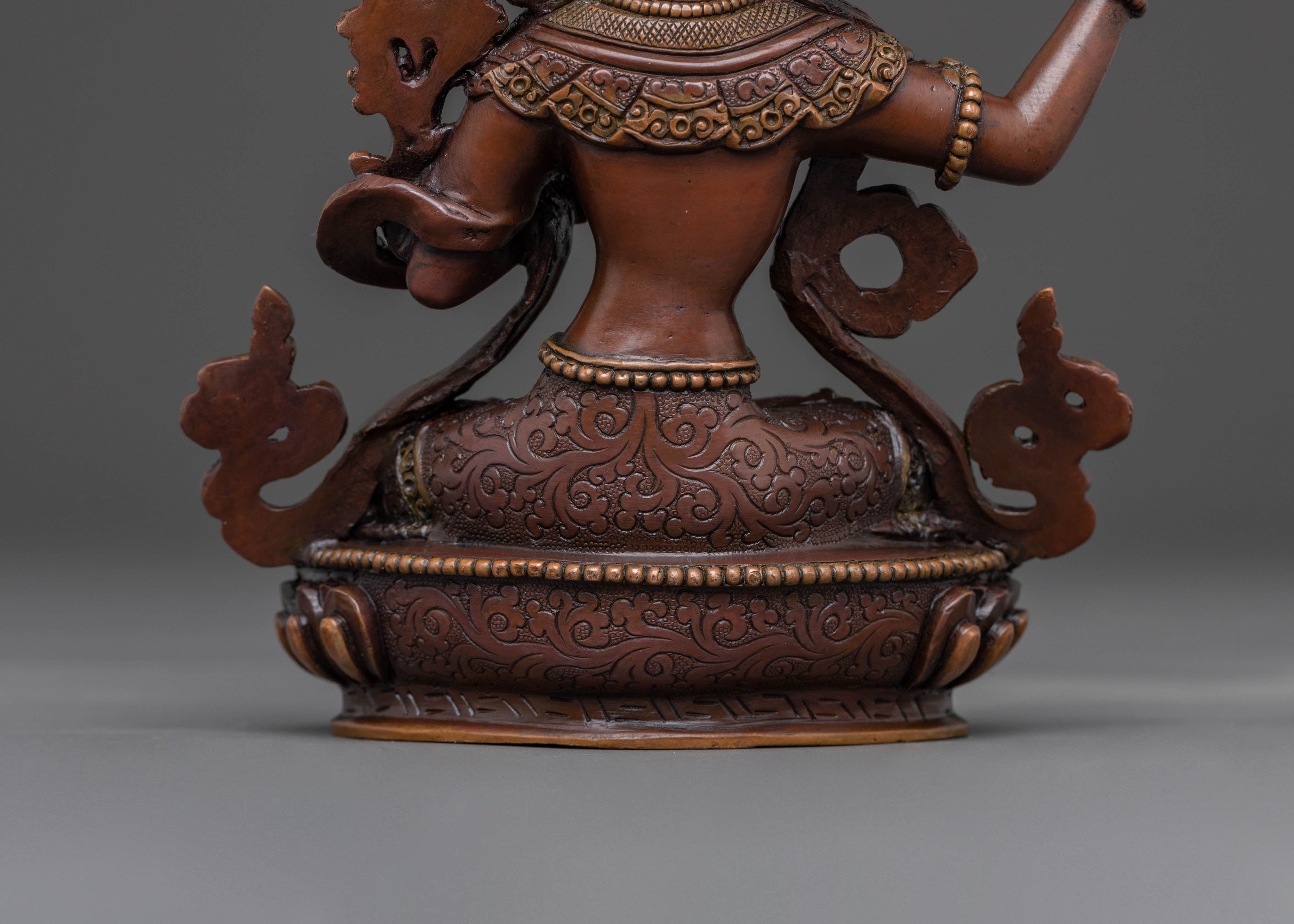 Manjushri Bodhisattva Sacred Statue - Oxidized Copper Finish