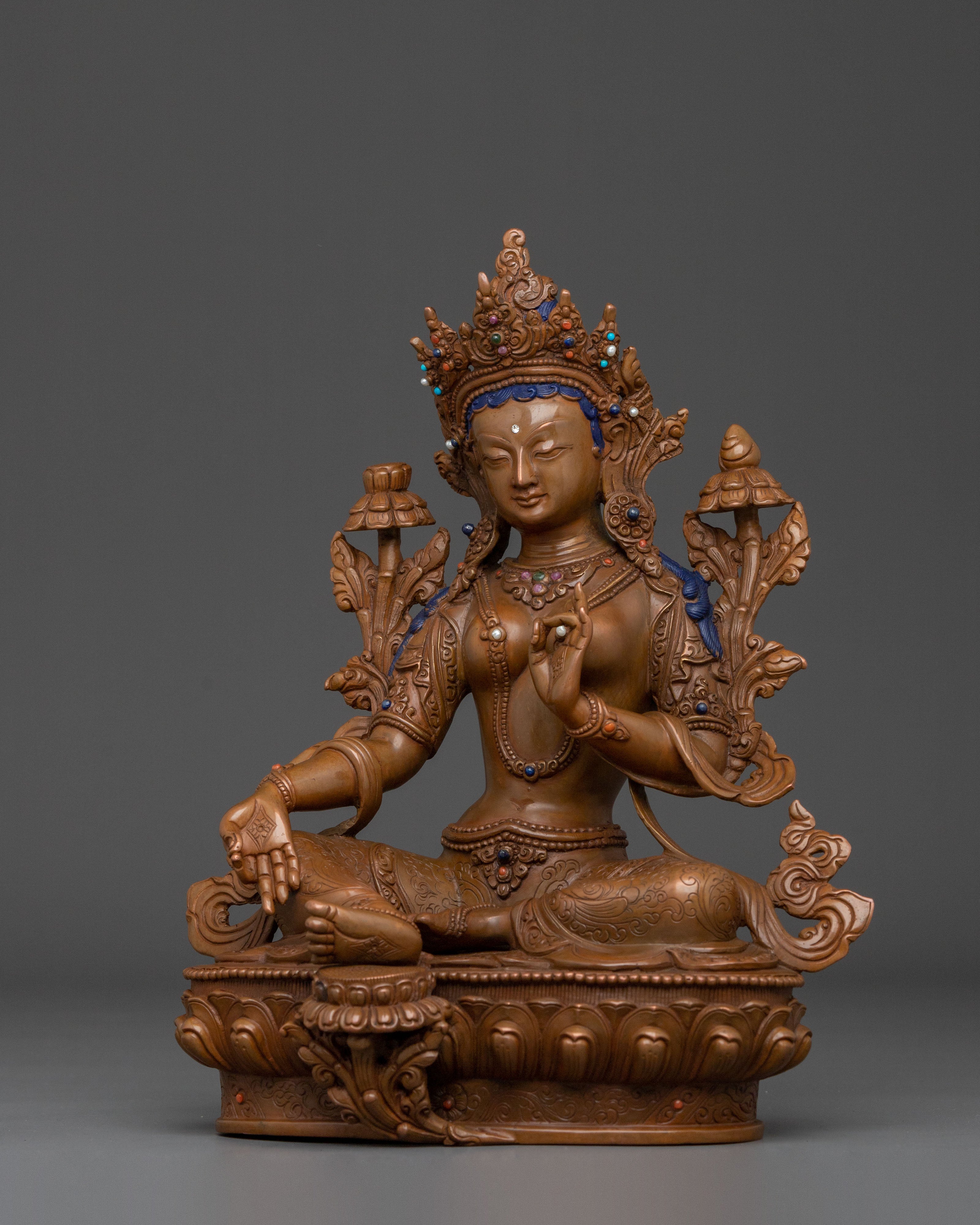 Tibetan Buddhism Green Tara Figurine | Altar Home Decor