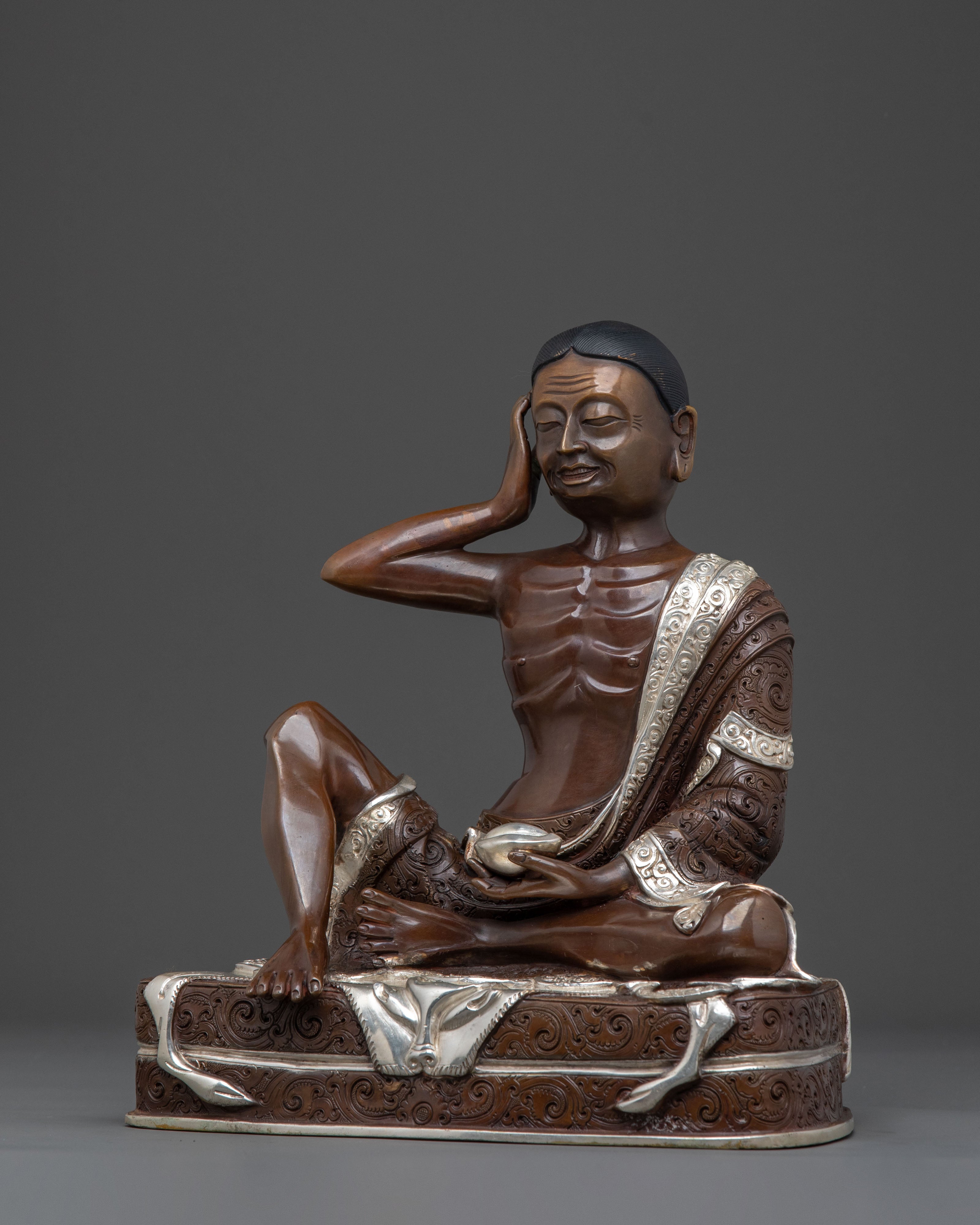 Divine Milarepa Sculpture | Oxidized Copper Body