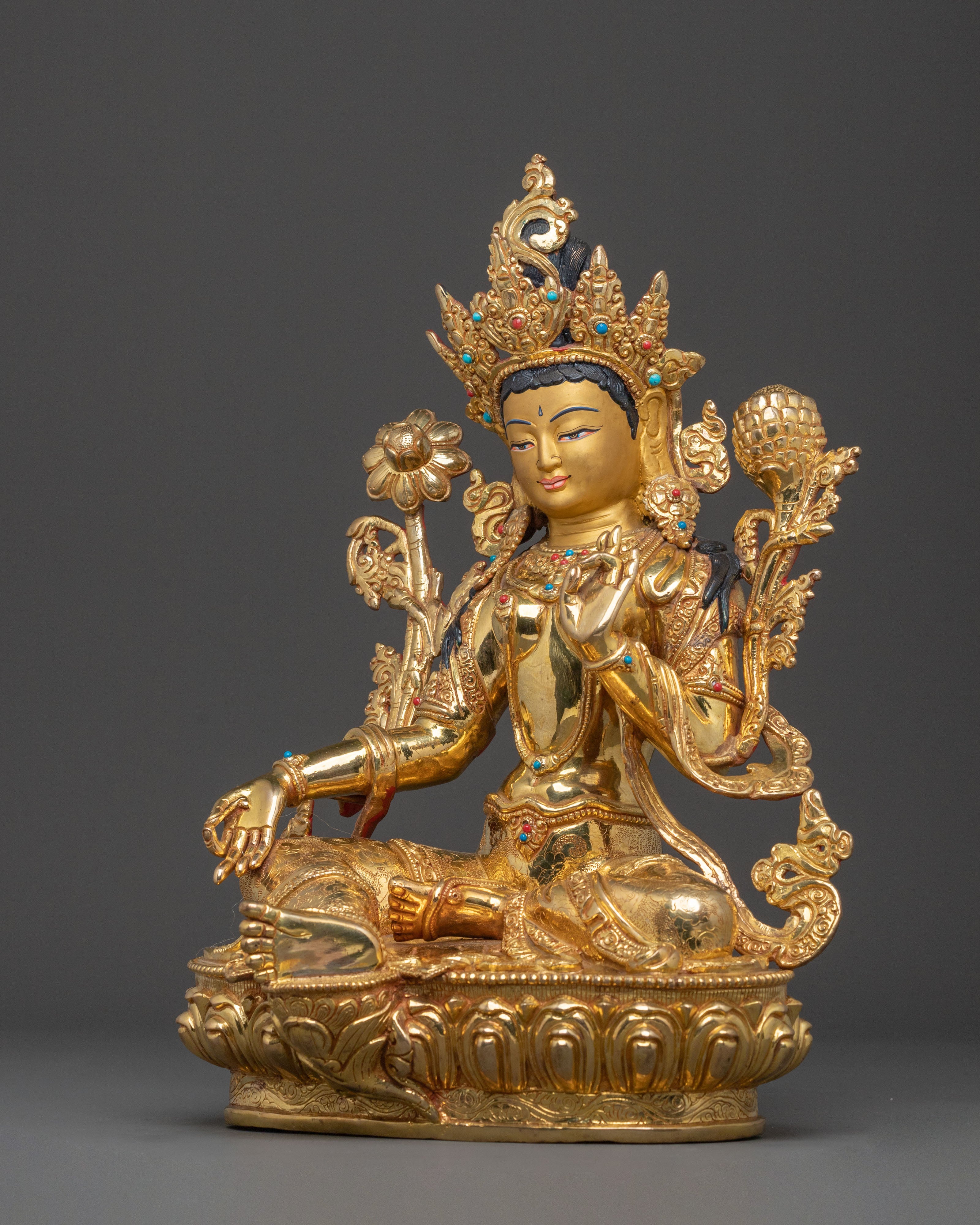 Green Tara Handcrafted Traditional Statue | Buddhist Decor