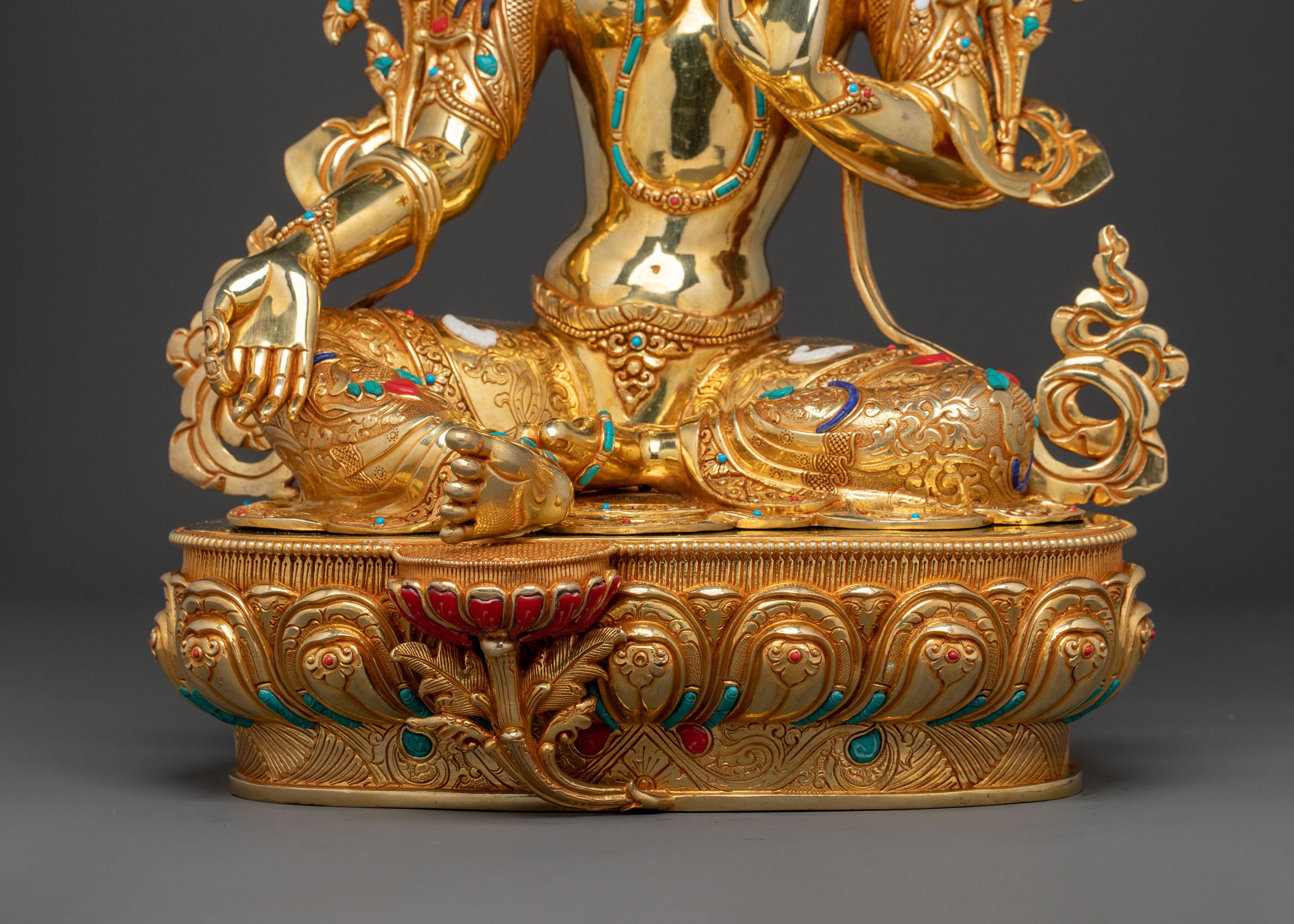 Buddhist Goddess Green Tara Sacred Statue | Tibetan Goddess of Compassion