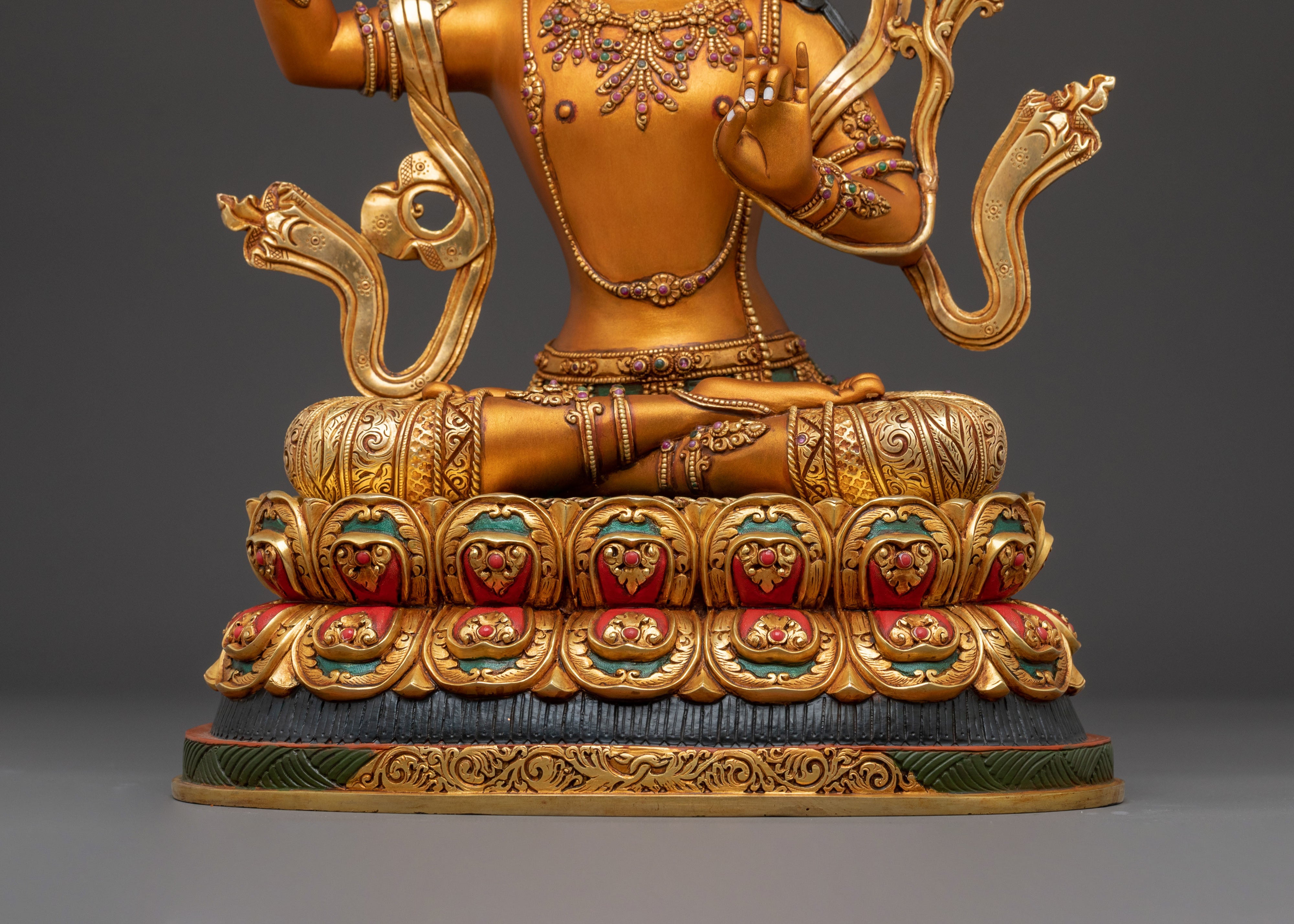 Golden Manjushri Statue: Flame of Wisdom