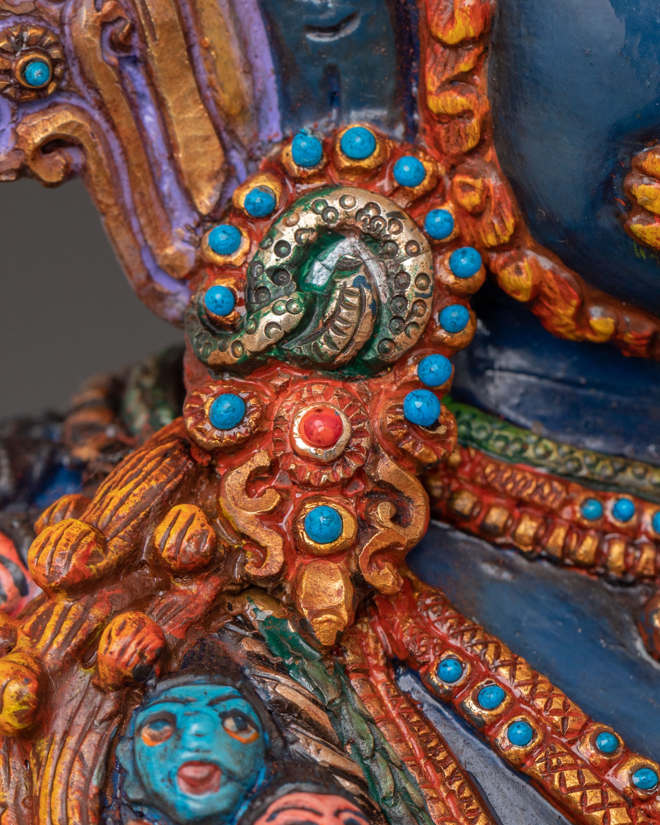 Mahakala Six Arms Protector Sculpture for Altar