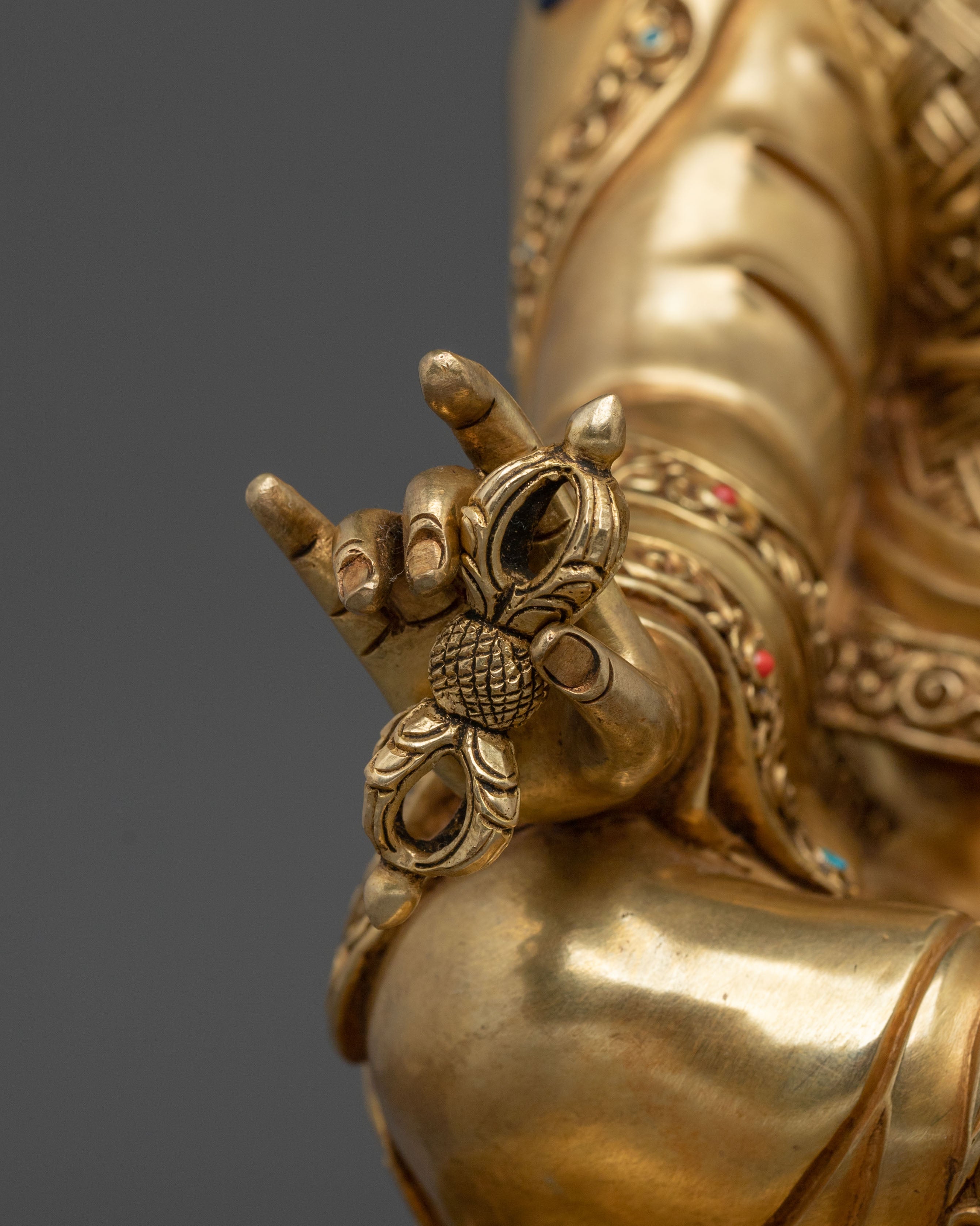 Guru Rinpoche Statue | Exquisitely 24K Gold Gilded