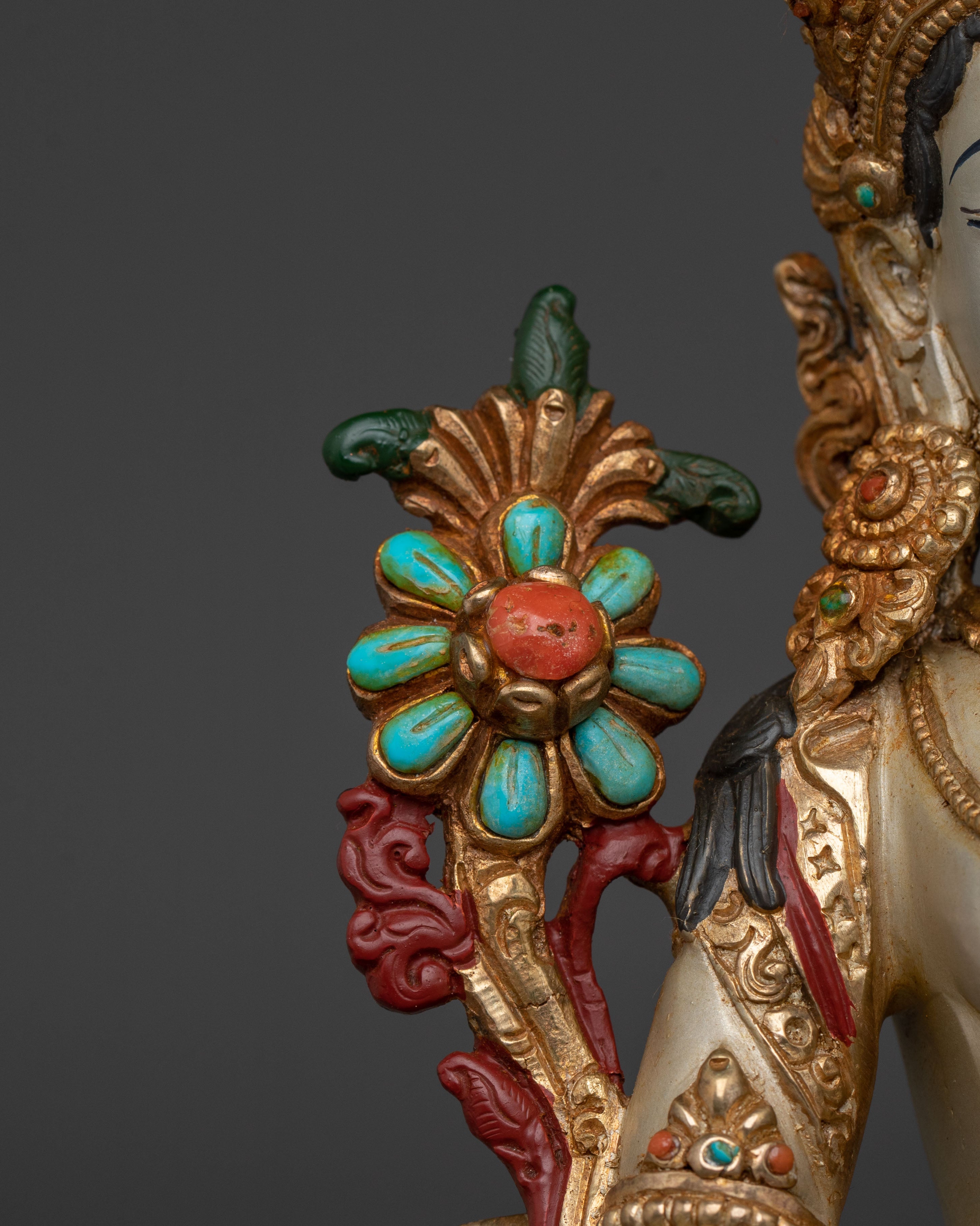Traditional Tibetan White Tara Statue | Spiritual Home & Shrine Decor