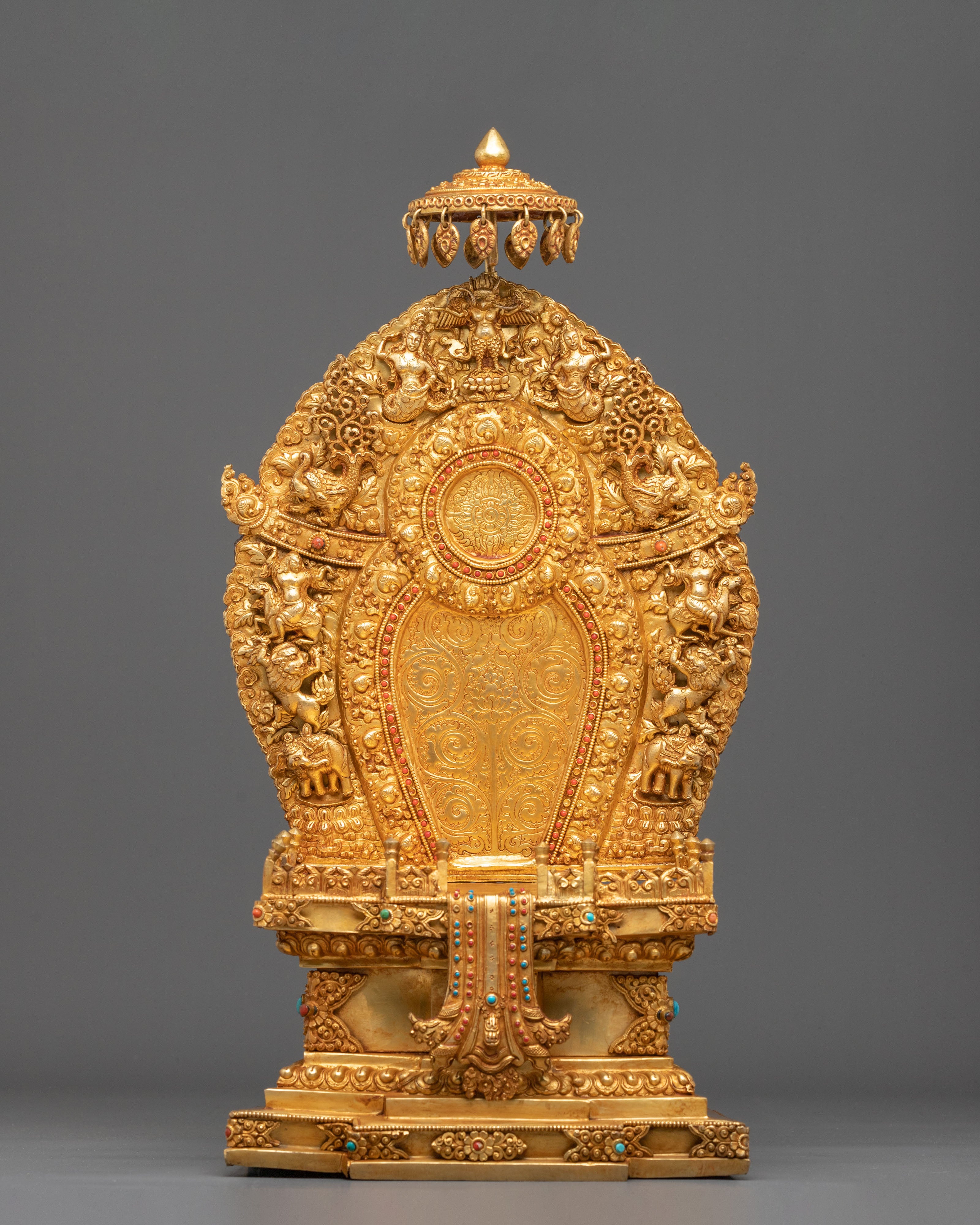 Shakyamuni Buddha Sacred Sculpture with Throne | Symbol of Wisdom Peace