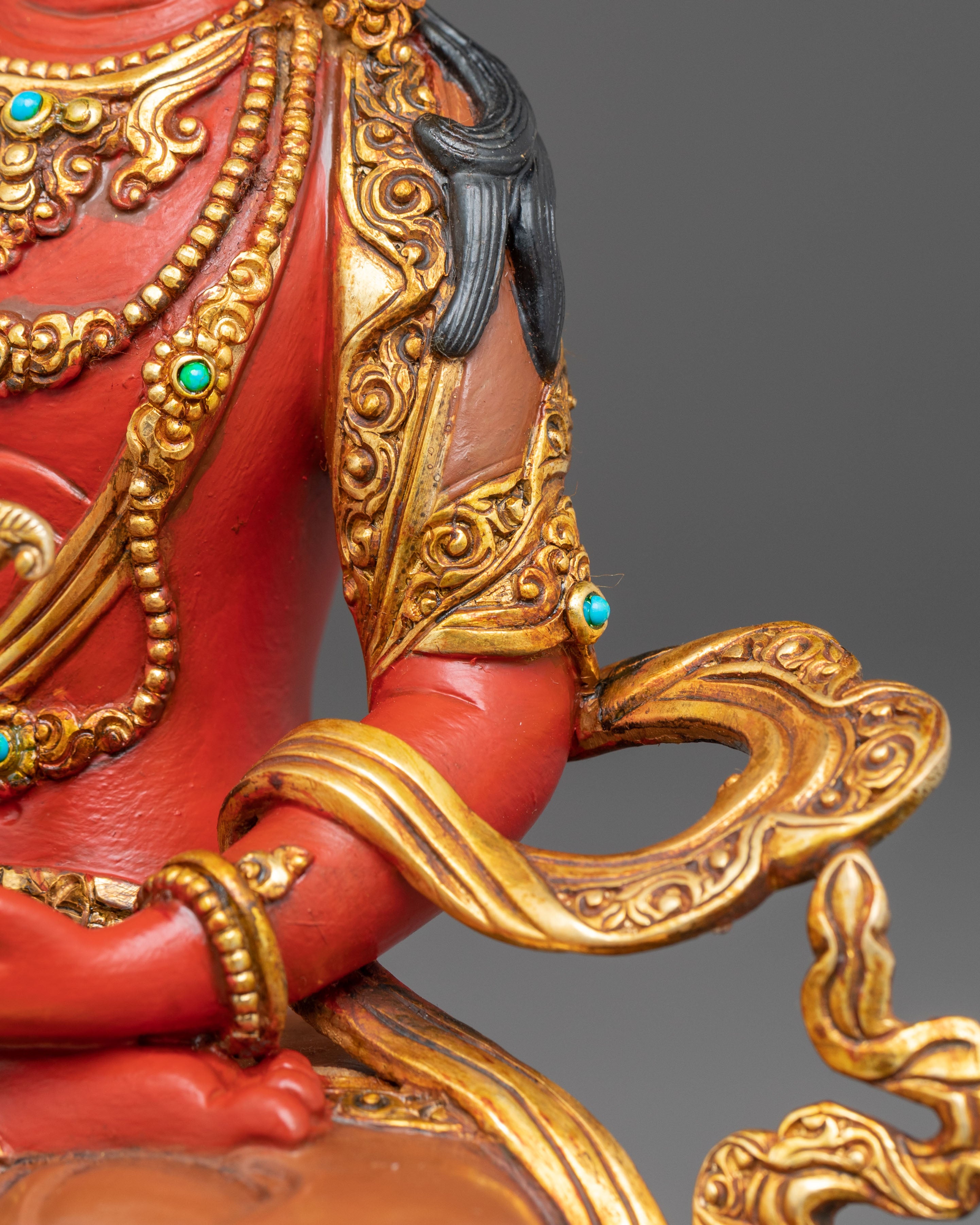 Red Statue of Amitayus | Gold Gilded Copper