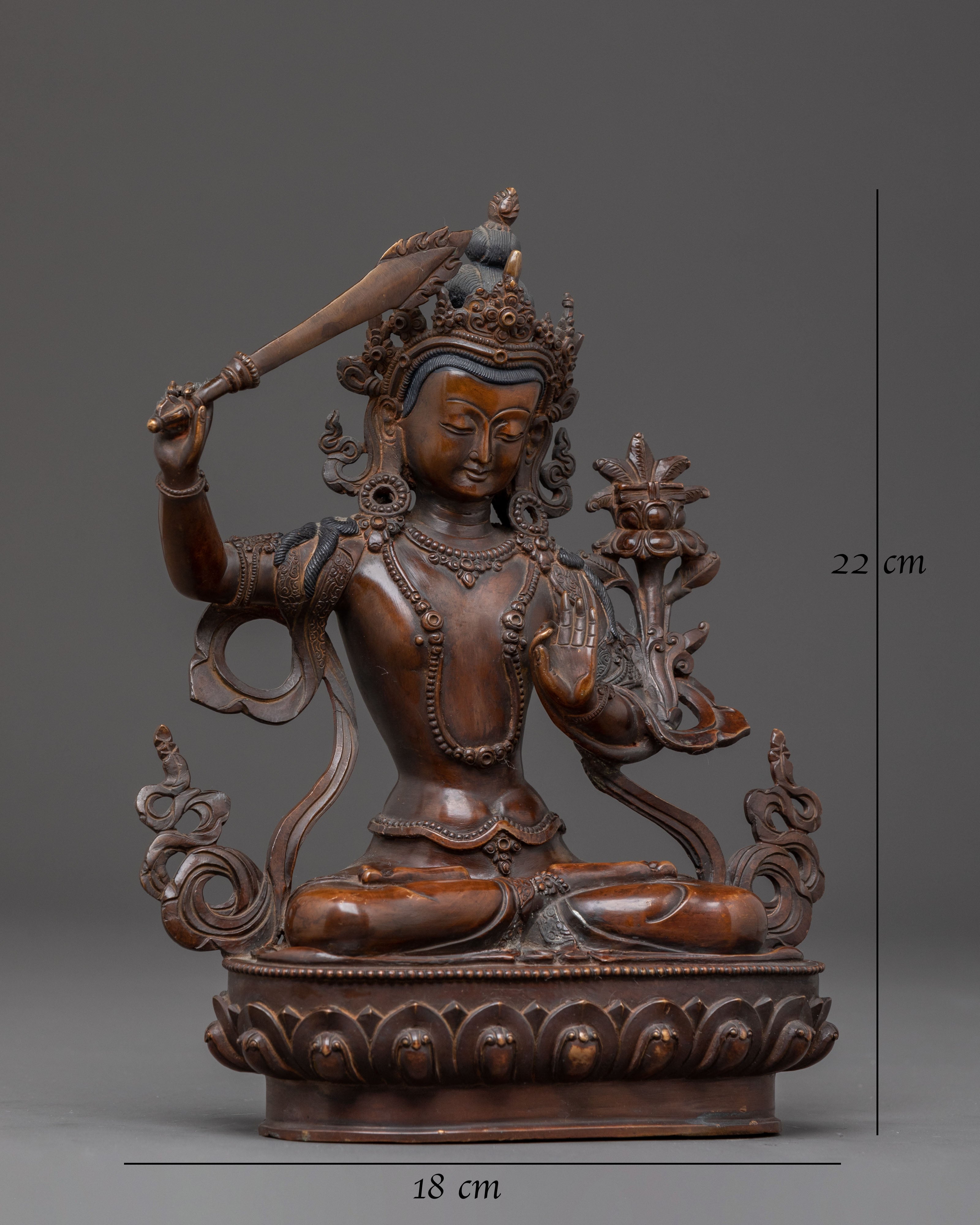 Handcrafted Manjushri Statue of Power and Wisdom