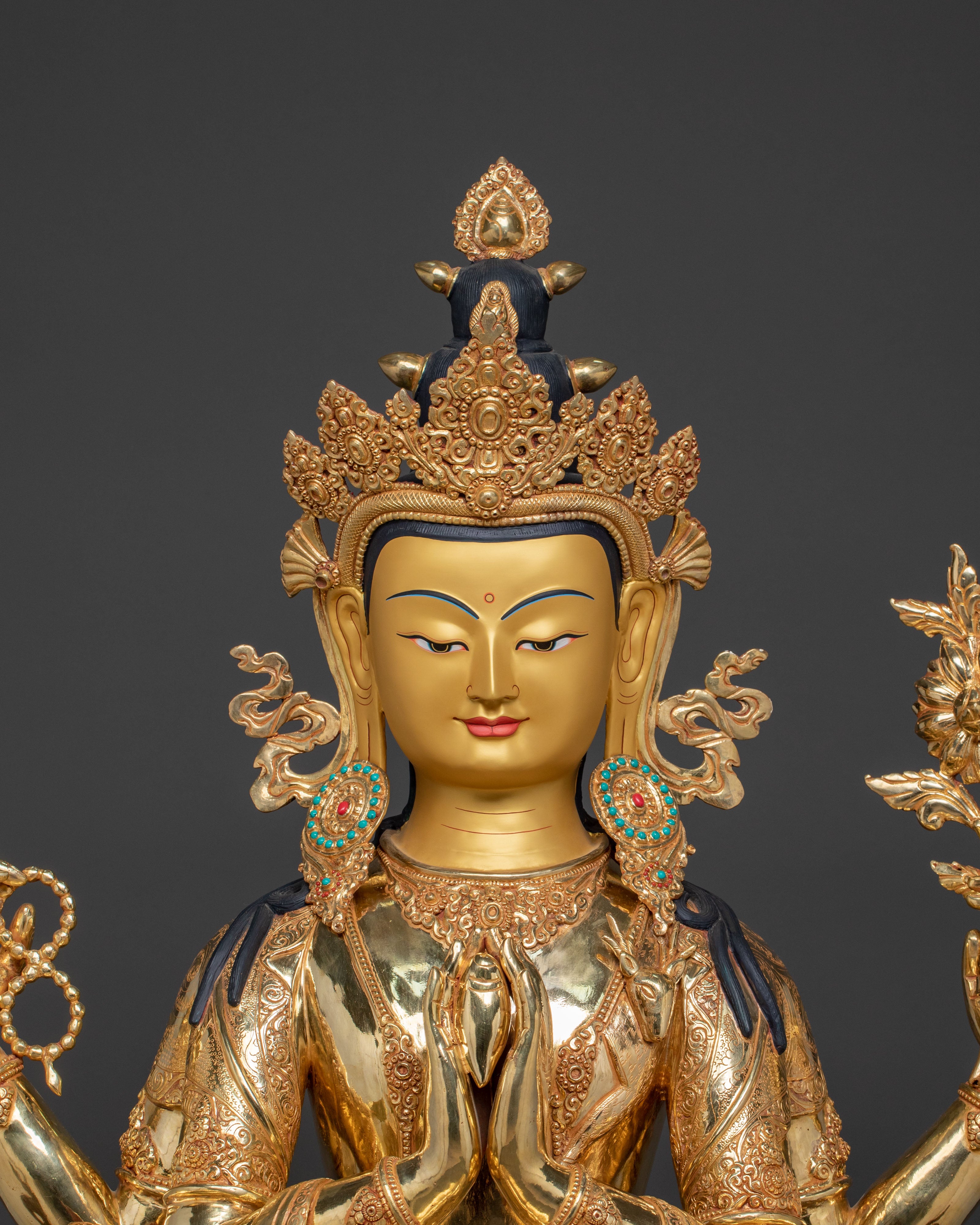 Chenrezig Tibetan Compassion Statue | Buddhist Sacred Altar Decor