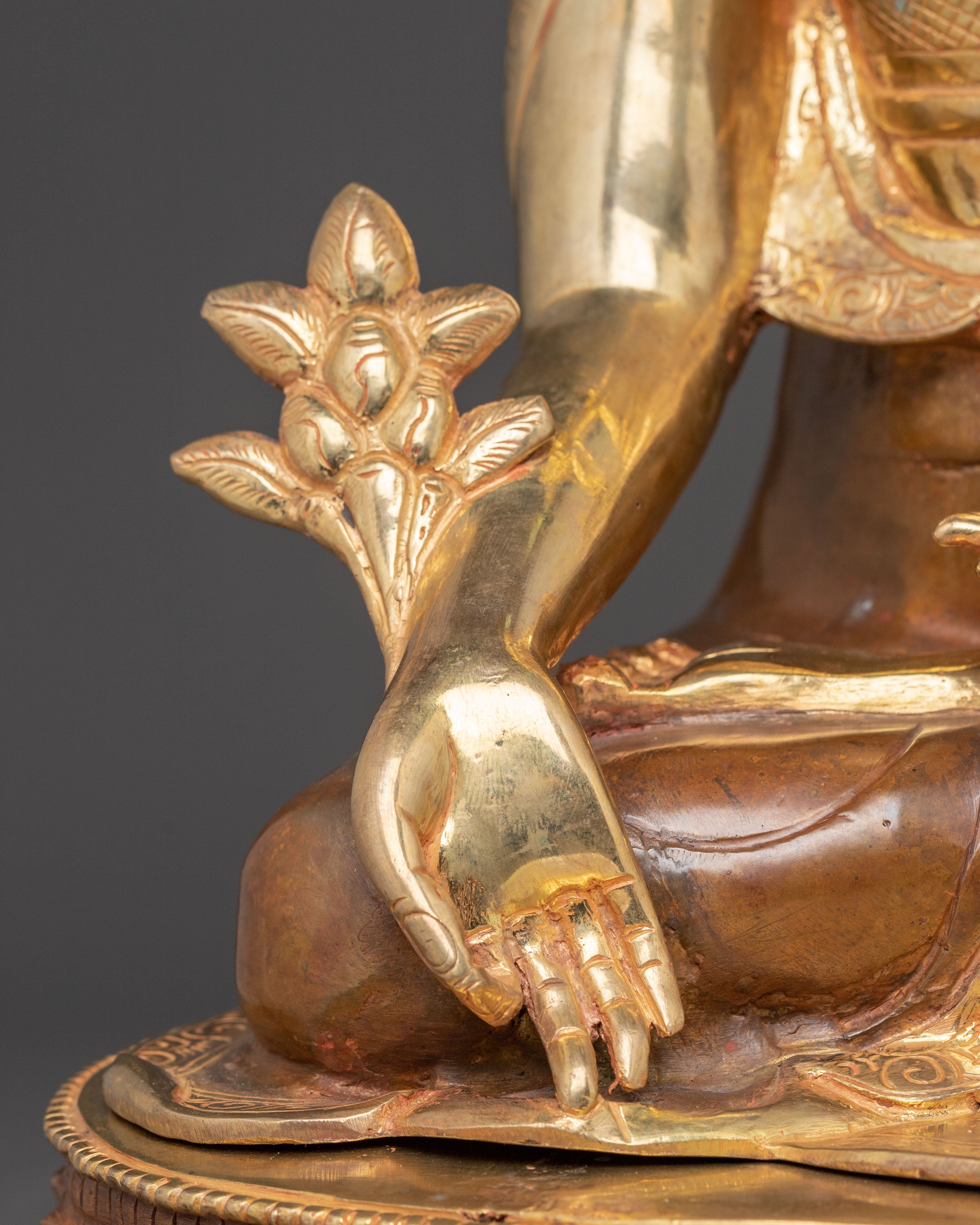 Healing Buddha Handcrafted Statue | Oxidized Copper with Gemstones