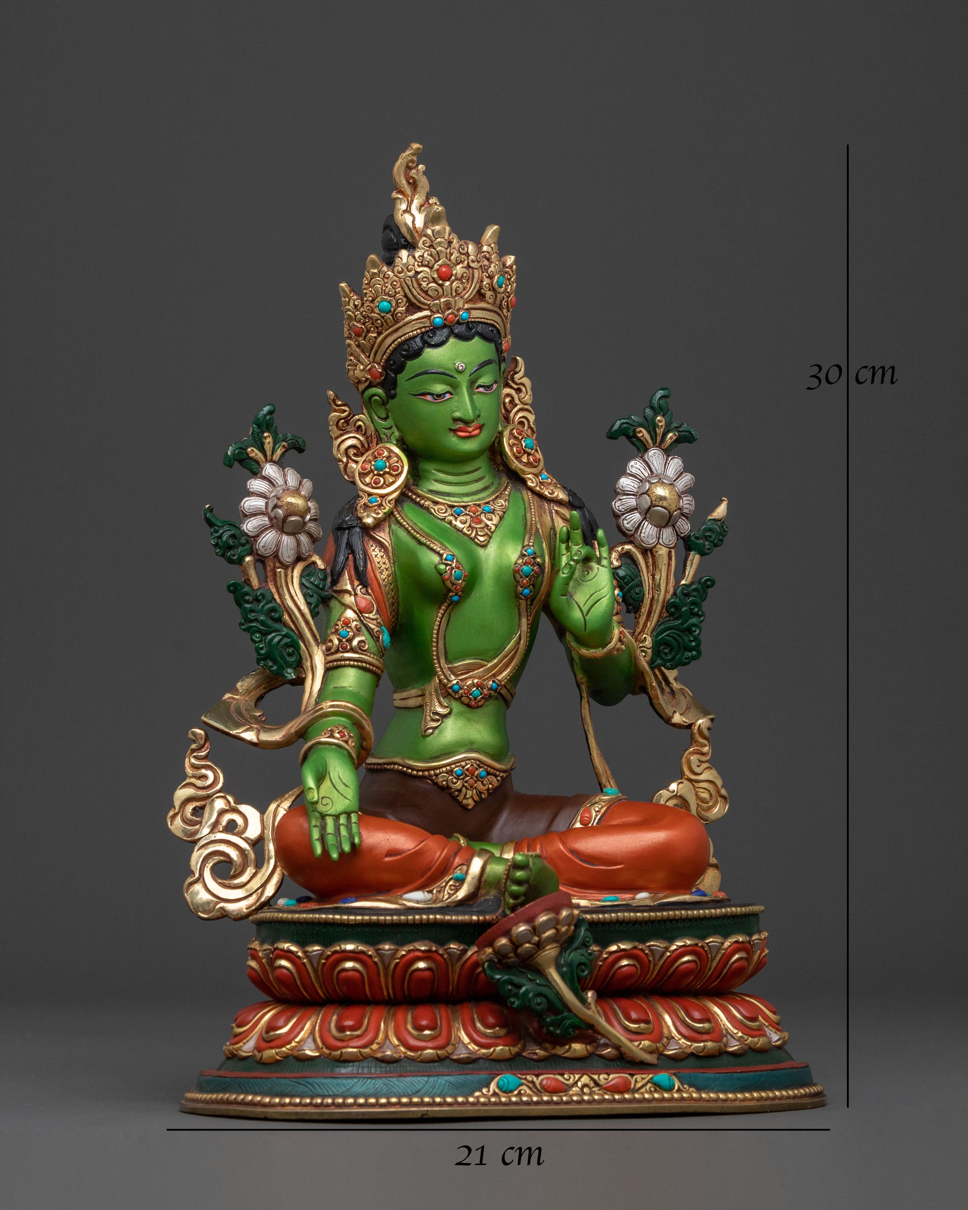 Handcrafted Green Tara Tibetan Statue | Spiritual Icon