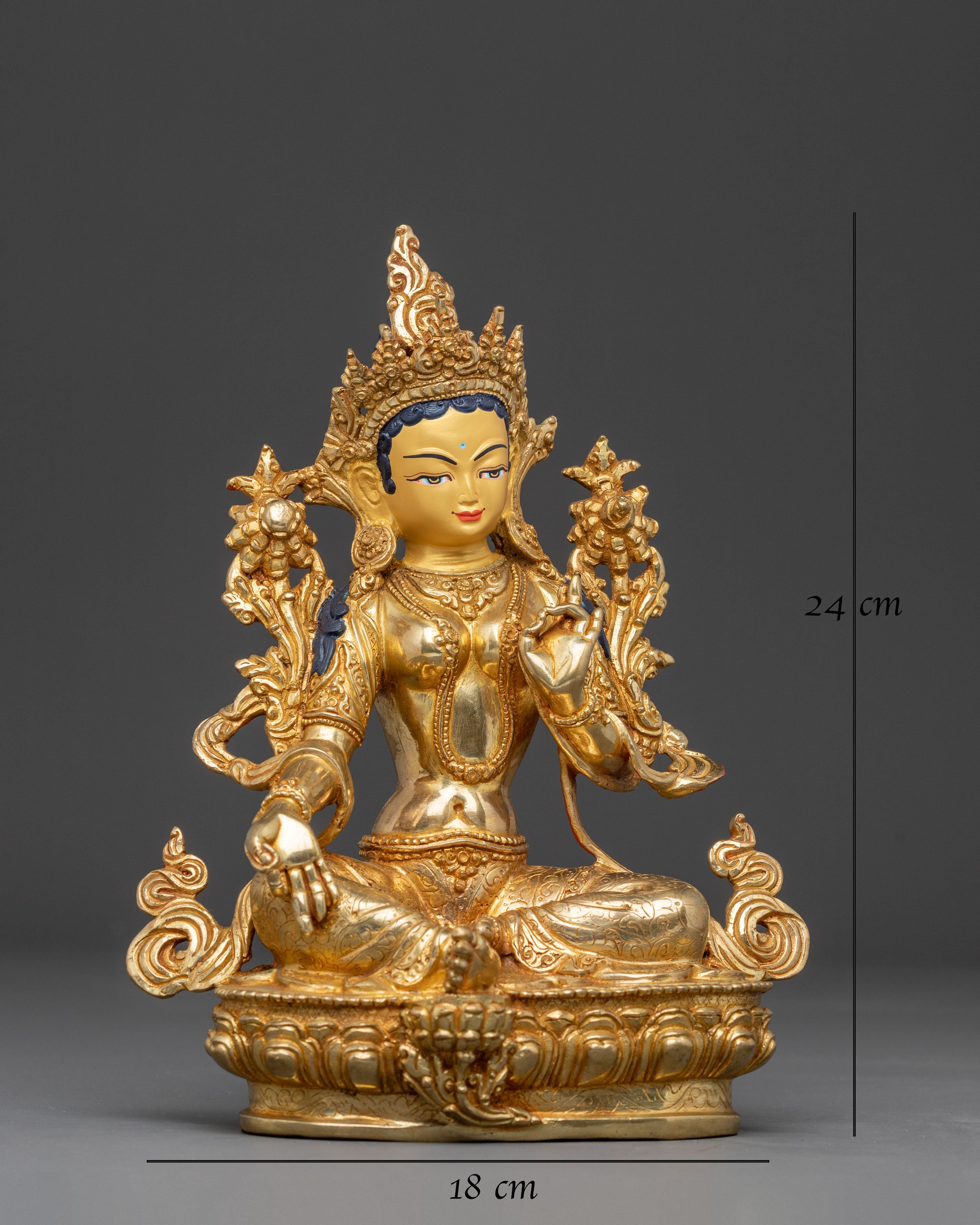 Mother Green Tara Copper Handmade Sculpture