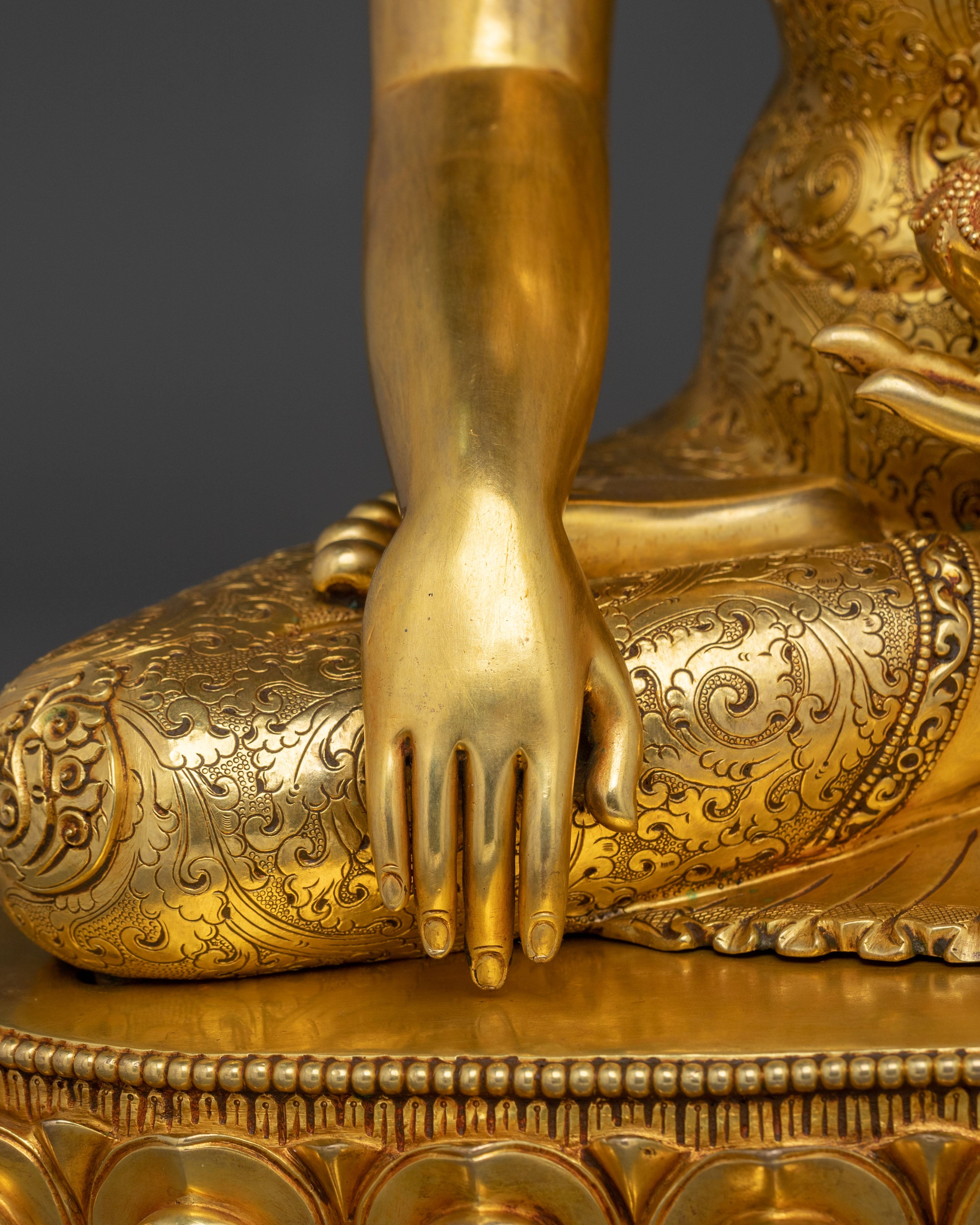 Shakyamuni Buddha Fire Gold Gilded Figurine | Home Decor