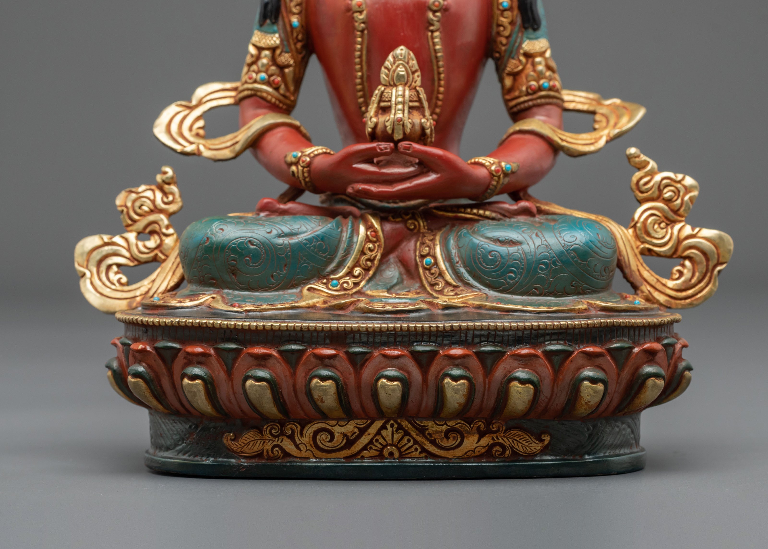 24K Gold Gilded Copper Amitayus Statue | Buddha of Longevity