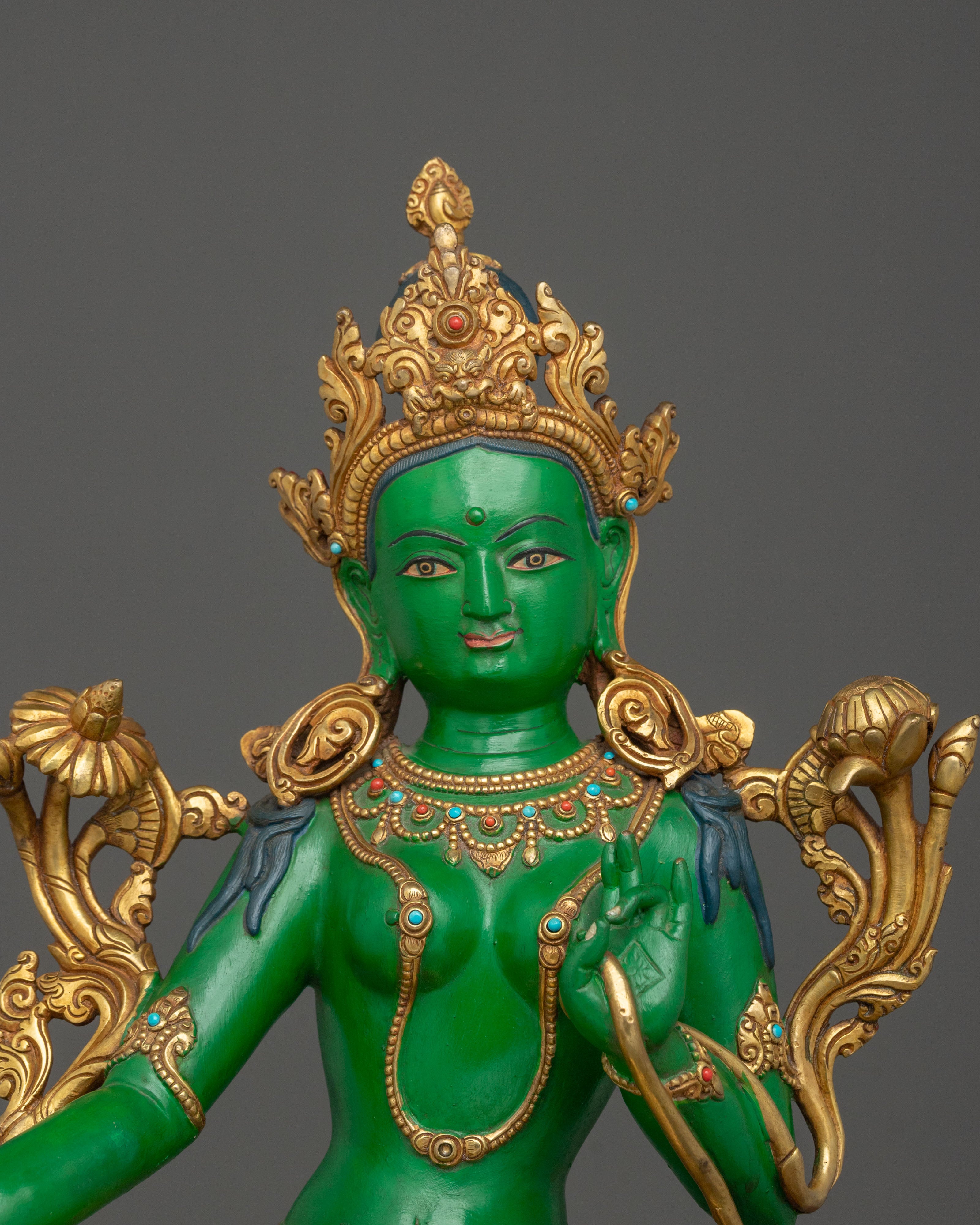 Tibetan Guardian Green Tara Statue | Buddhist Protector