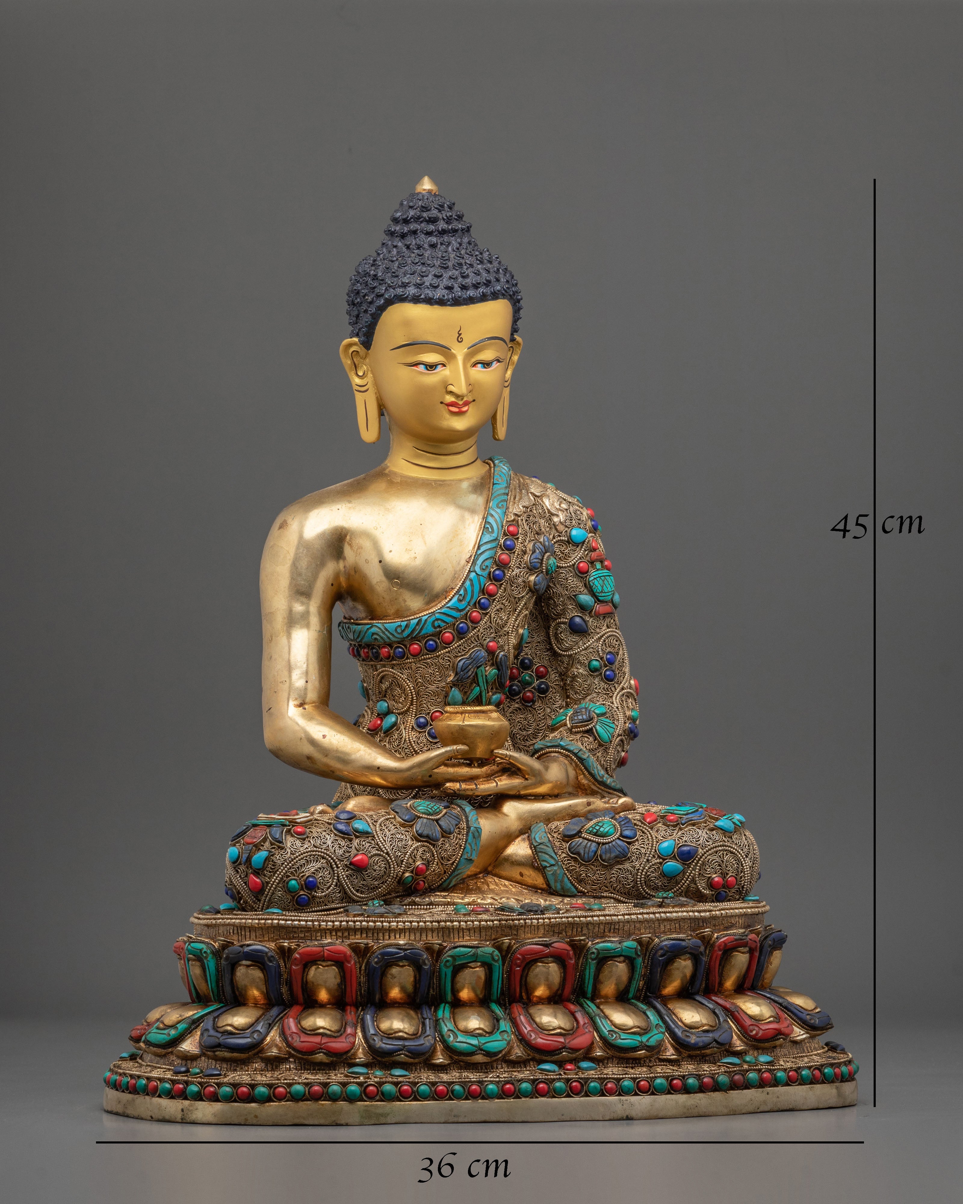 24K Gold Gilded Amitabha Buddha Mahayana Statue