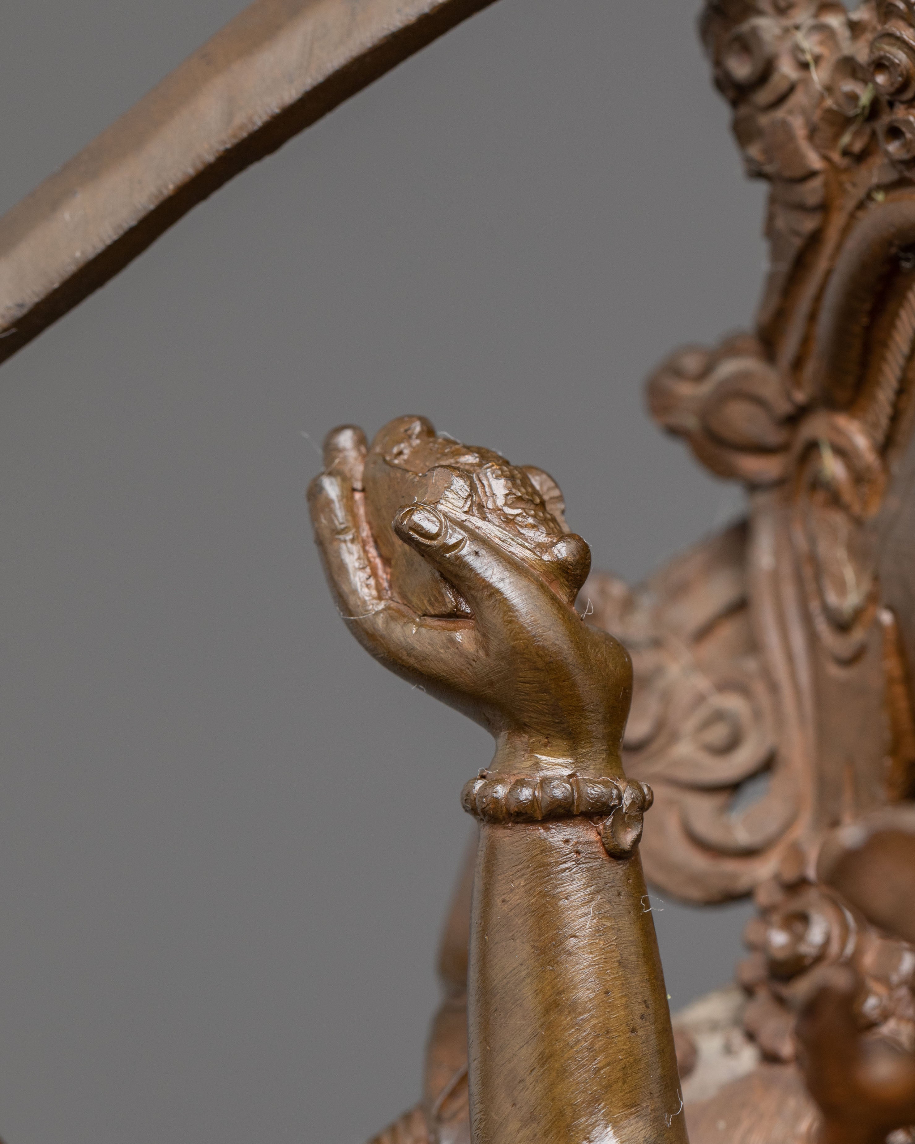 Sacred Statue of Manjushri with Consort | Antique Oxidized Copper