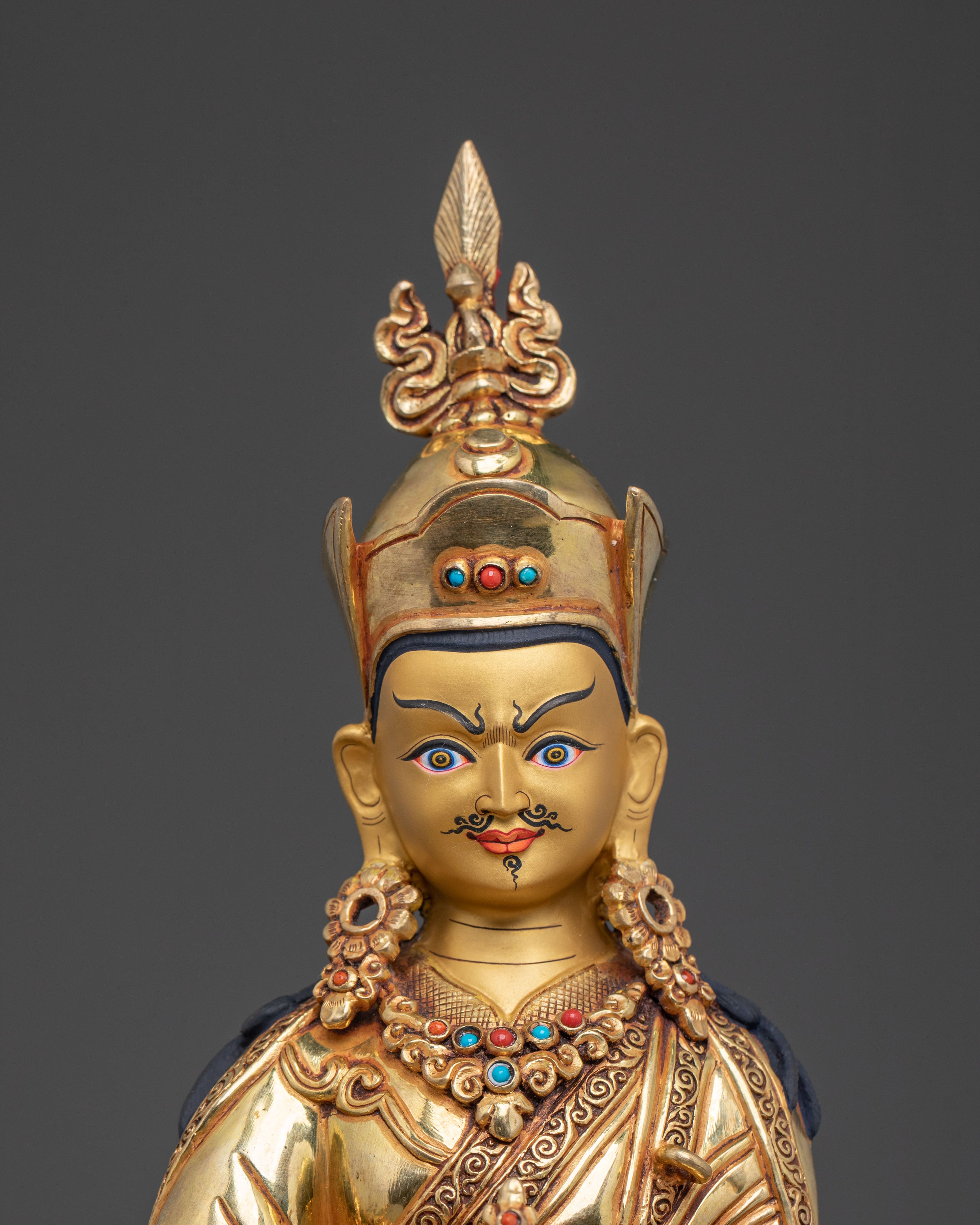 Guru Rinpoche Statue | 24K Gold Gilded Buddhist Icon
