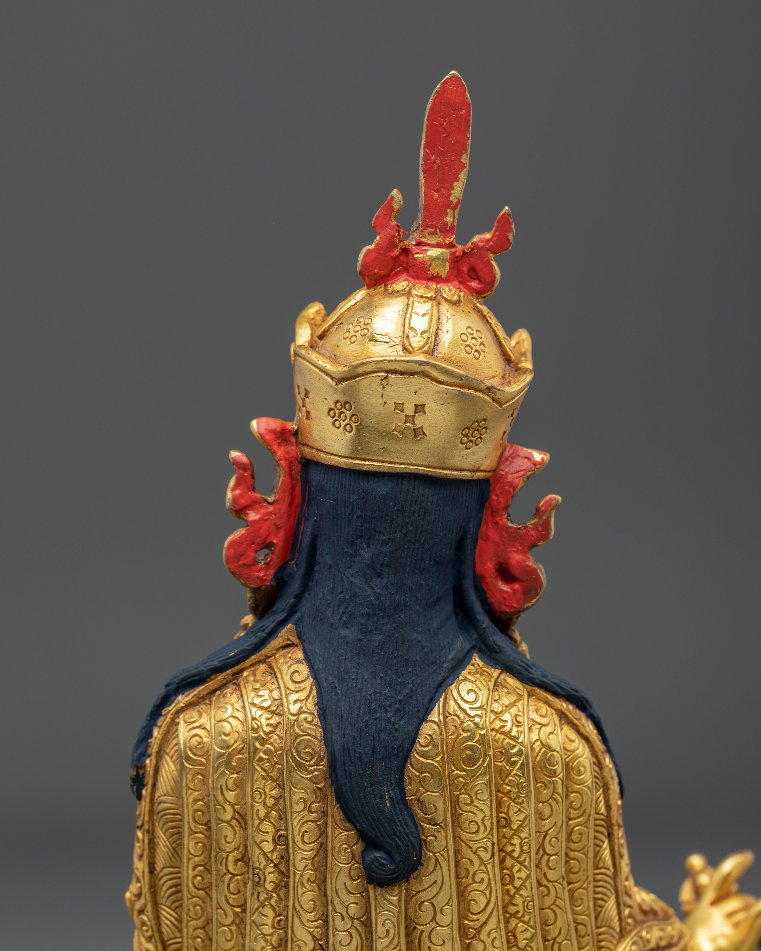 Handmade Guru Rinpoche Spiritual Sculpture with 24K Gold Gliding