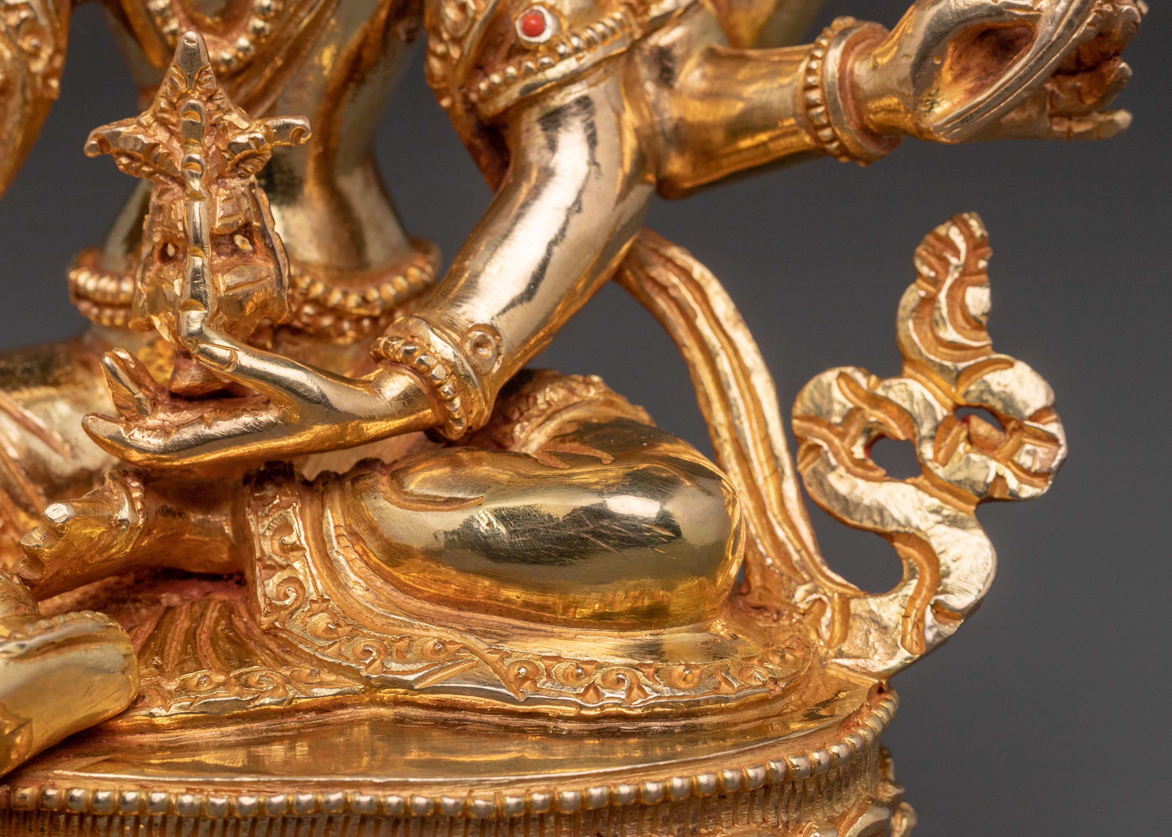 Vasudhara Goddess Statue | 24K Gold Gilded Figure