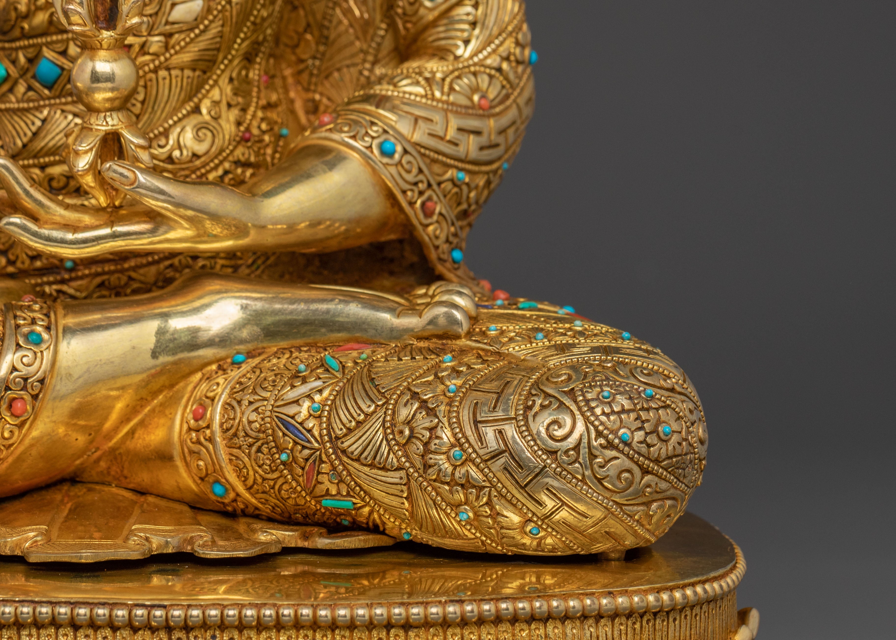 Crowned Mitrugpa Sacred Statue with 24K Gold Glided