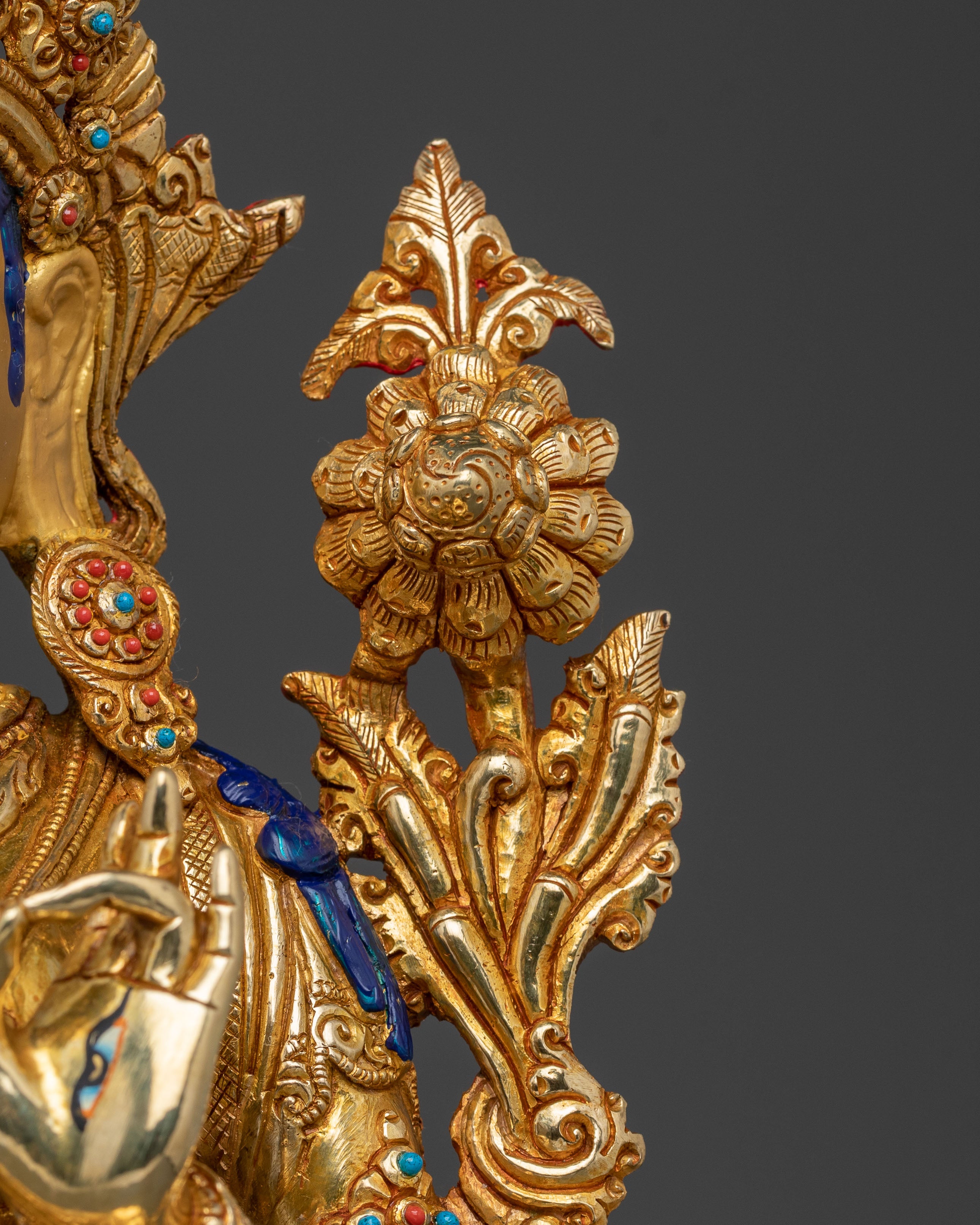 White Tara Sacred Statue: Handcrafted Himalayan Golden Statue
