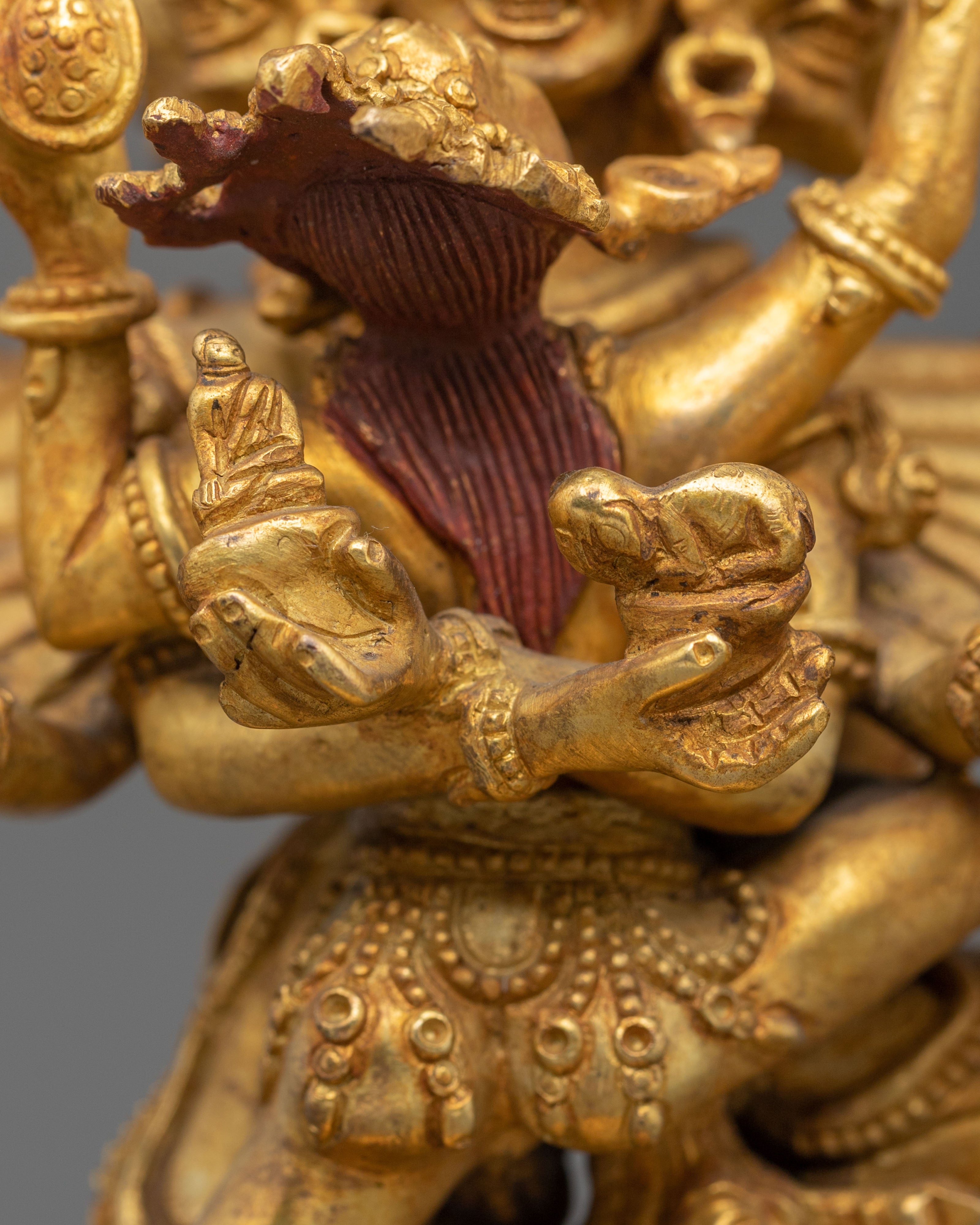 Buddhist Protector Hevajra Statue – 24K Gold Gilded Copper