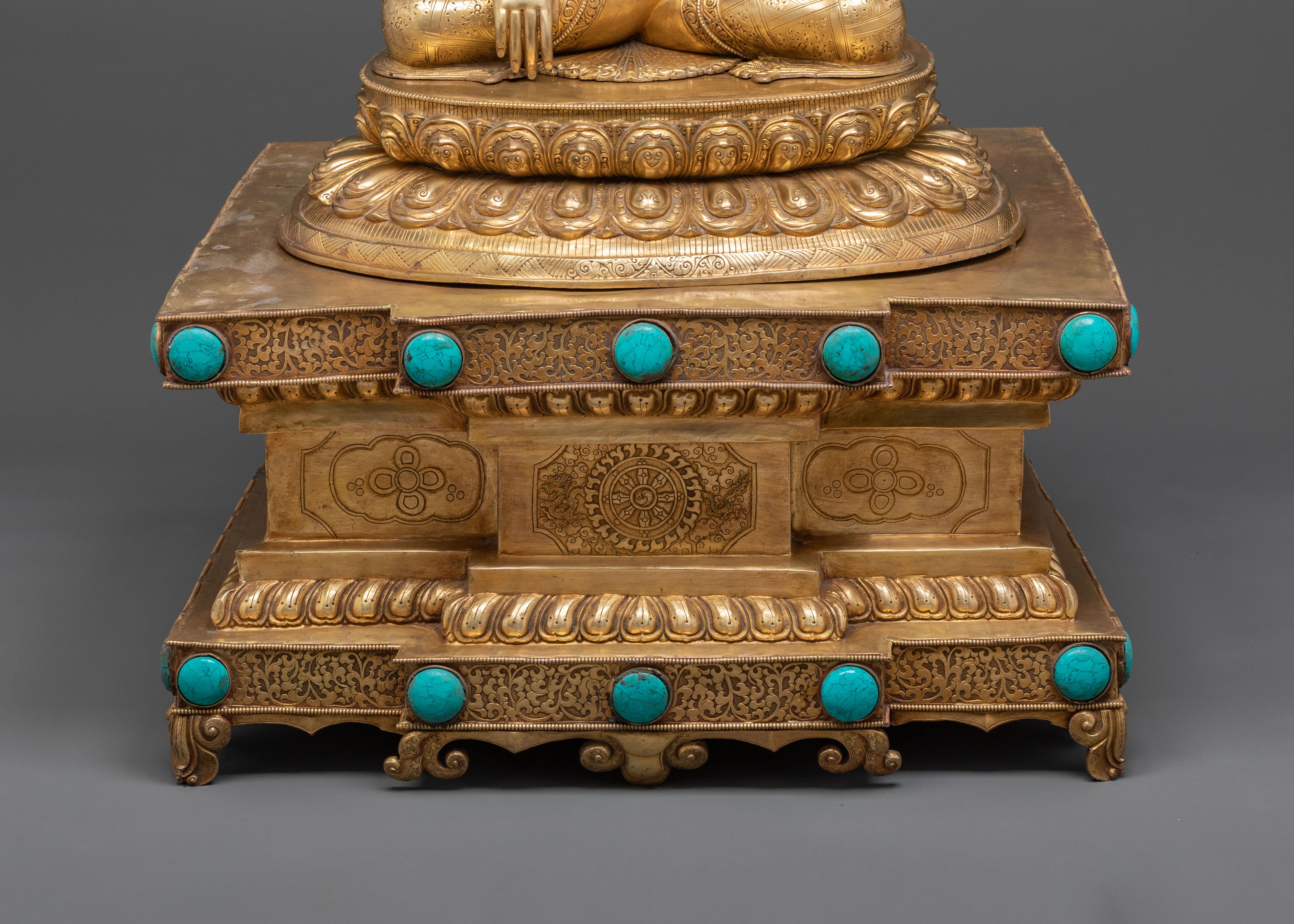 Shakyamuni Buddha Himalayan Statue Seated on a Throne