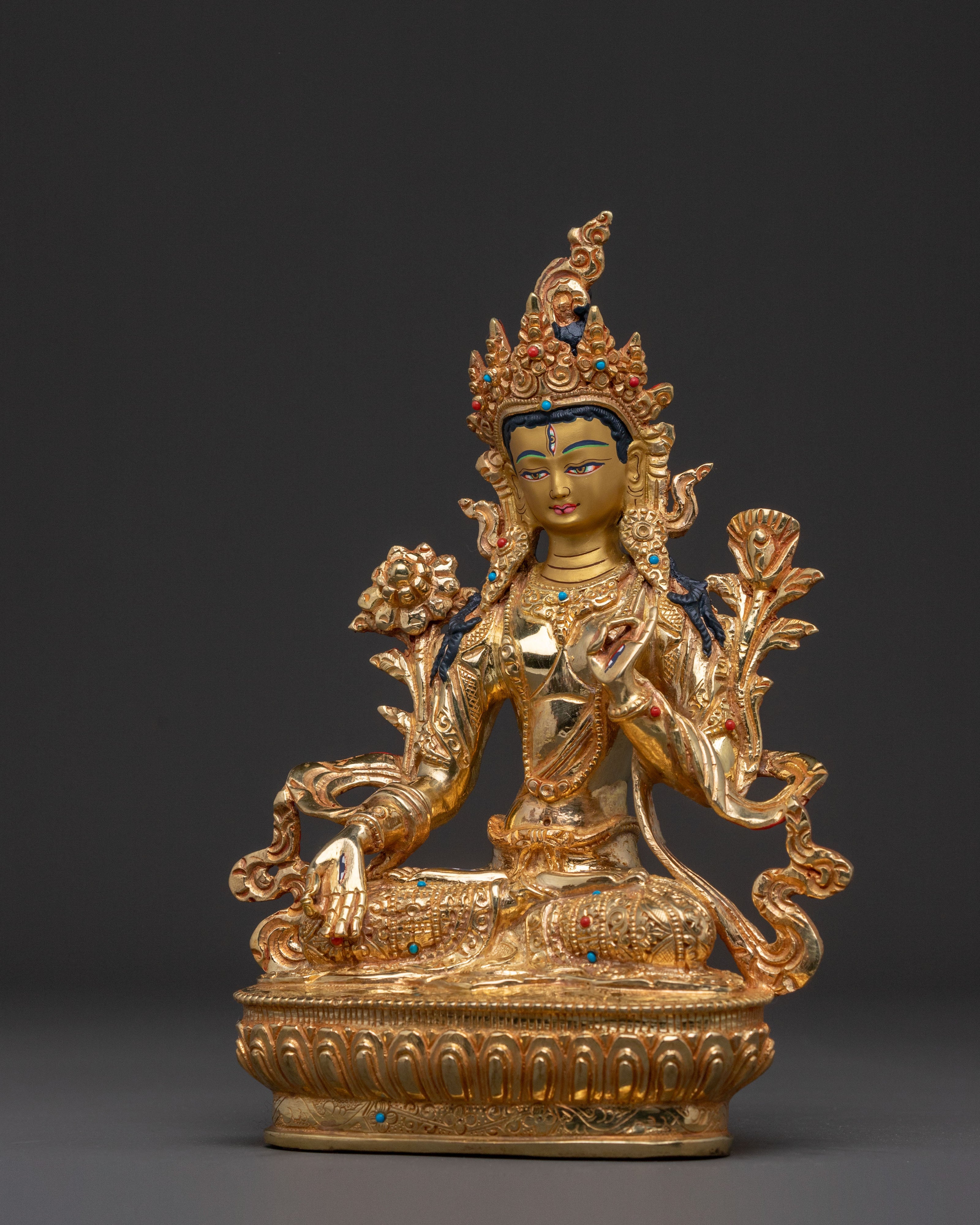 White Tara Spiritual Altar Statue: Divine Figure