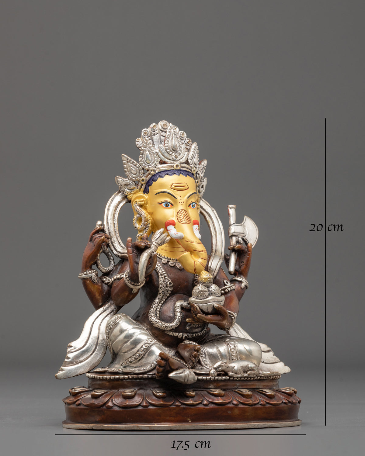 God Ganesh Statue | Oxidized Figurine with Silver Plating