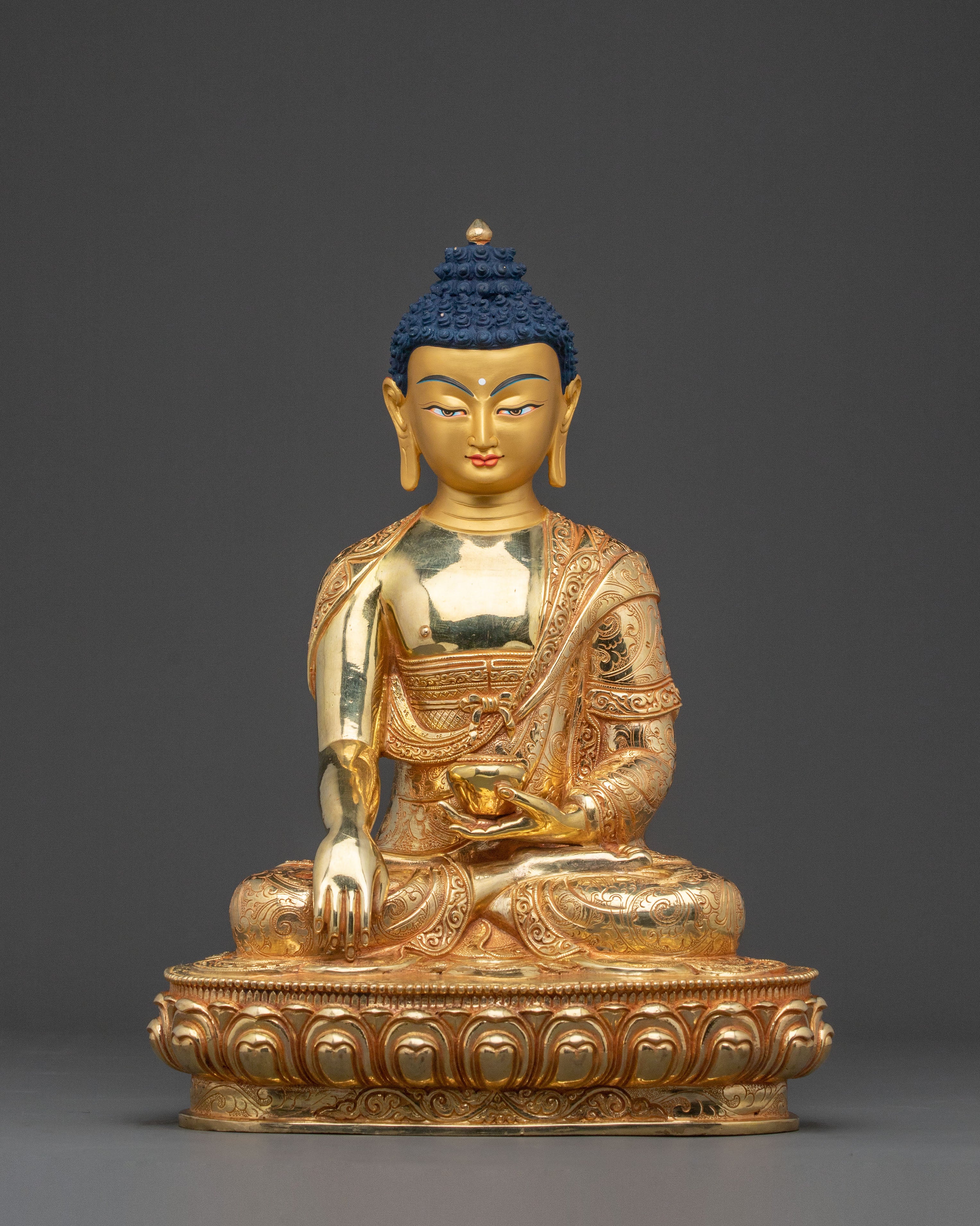 24K Gold Gilded Shakyamuni Buddha Sculpture | Light of Enlightenment
