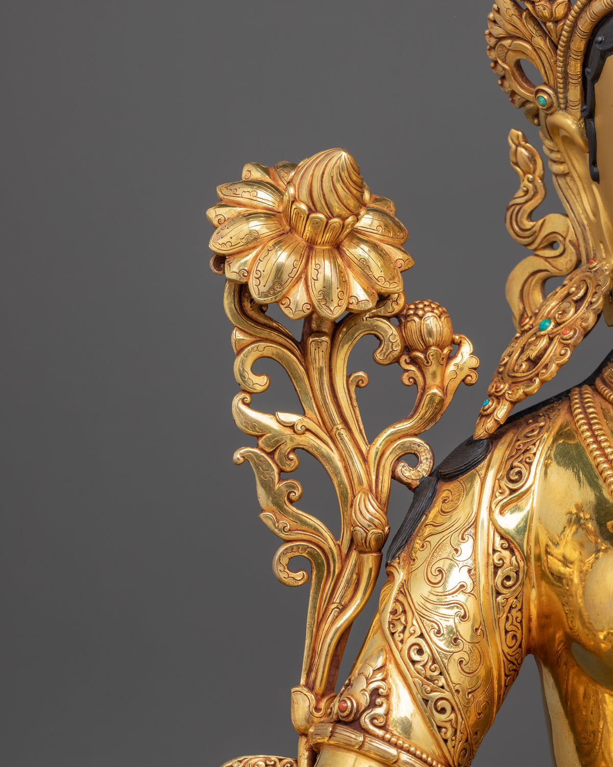 Mother Green Tara Statue | Copper Figurine for Altars