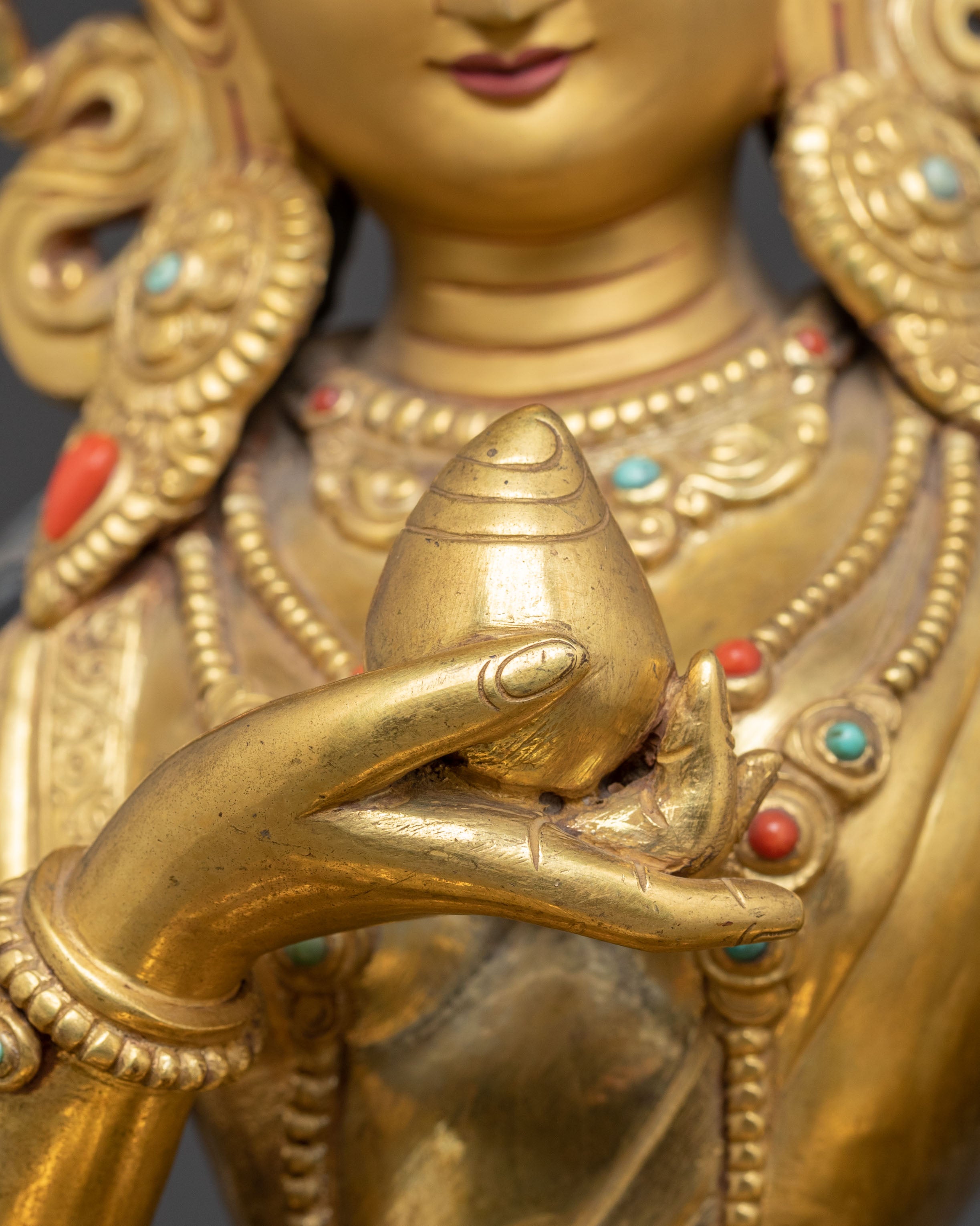 Himalayan Copper Statue of Bodhisattva Ksitigarbha | Tibetan Buddhism