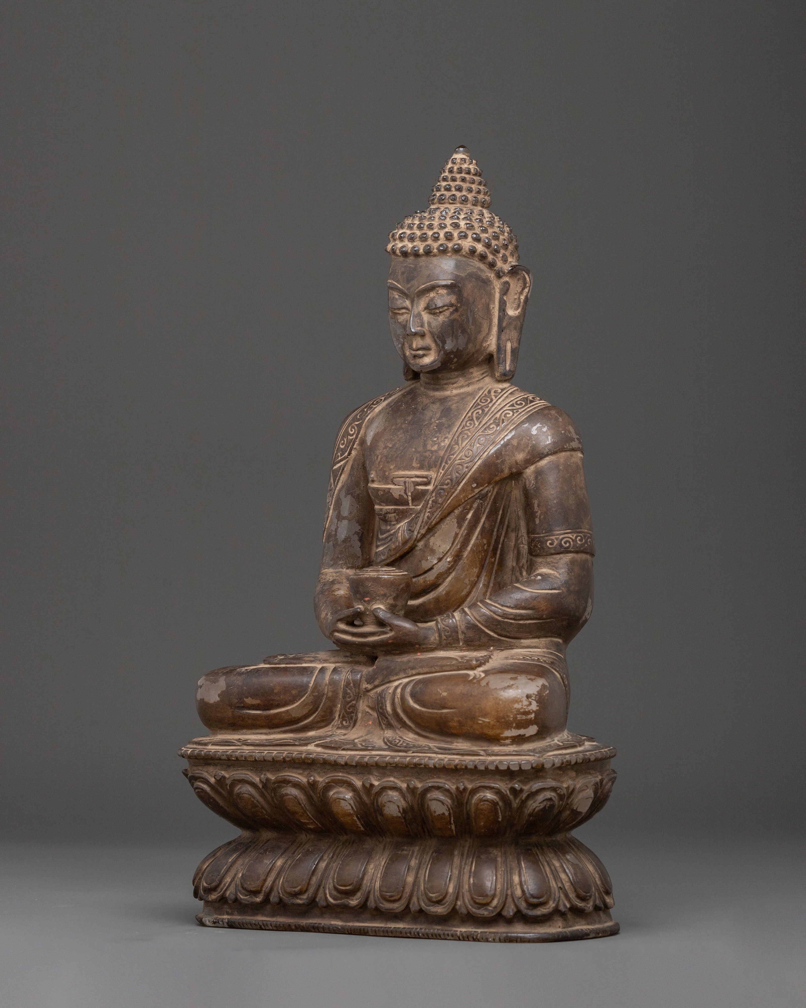 Amitabha Buddha Crystal Statue with Antique Finish